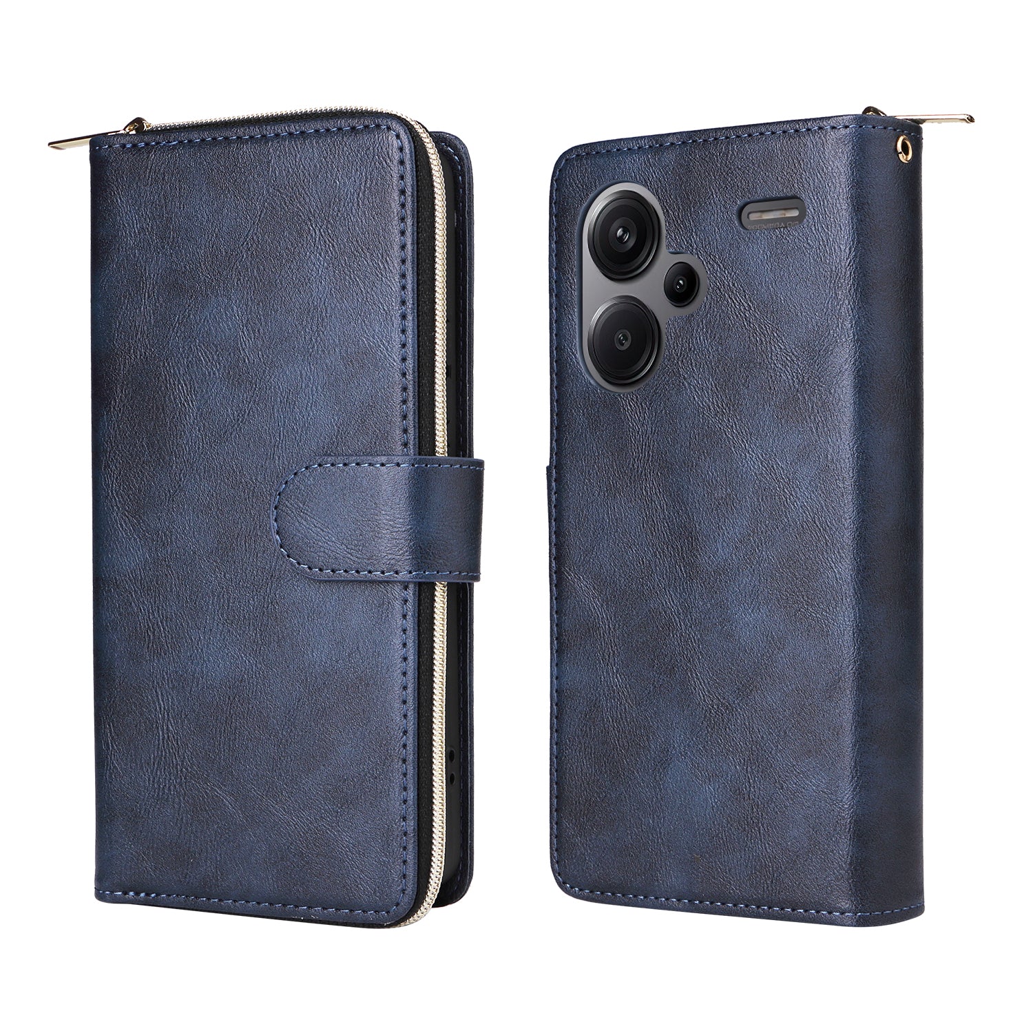 For Xiaomi Redmi Note 13 Pro+ 5G Leather Case Zipper Pocket Phone Cover with 9 Card Slots