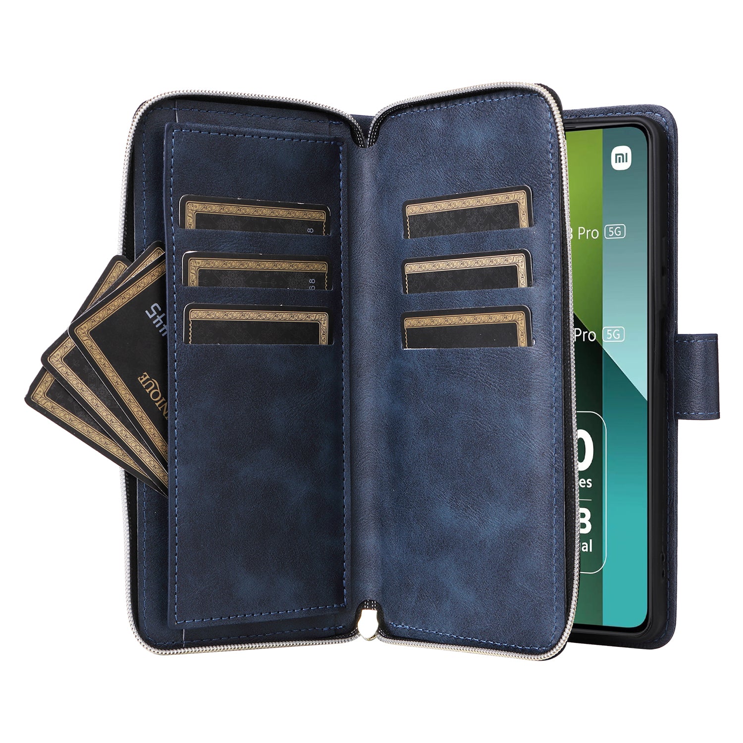 For Xiaomi Redmi Note 13 Pro 5G / Poco X6 5G Case Zipper Pocket Leather Stand Phone Cover