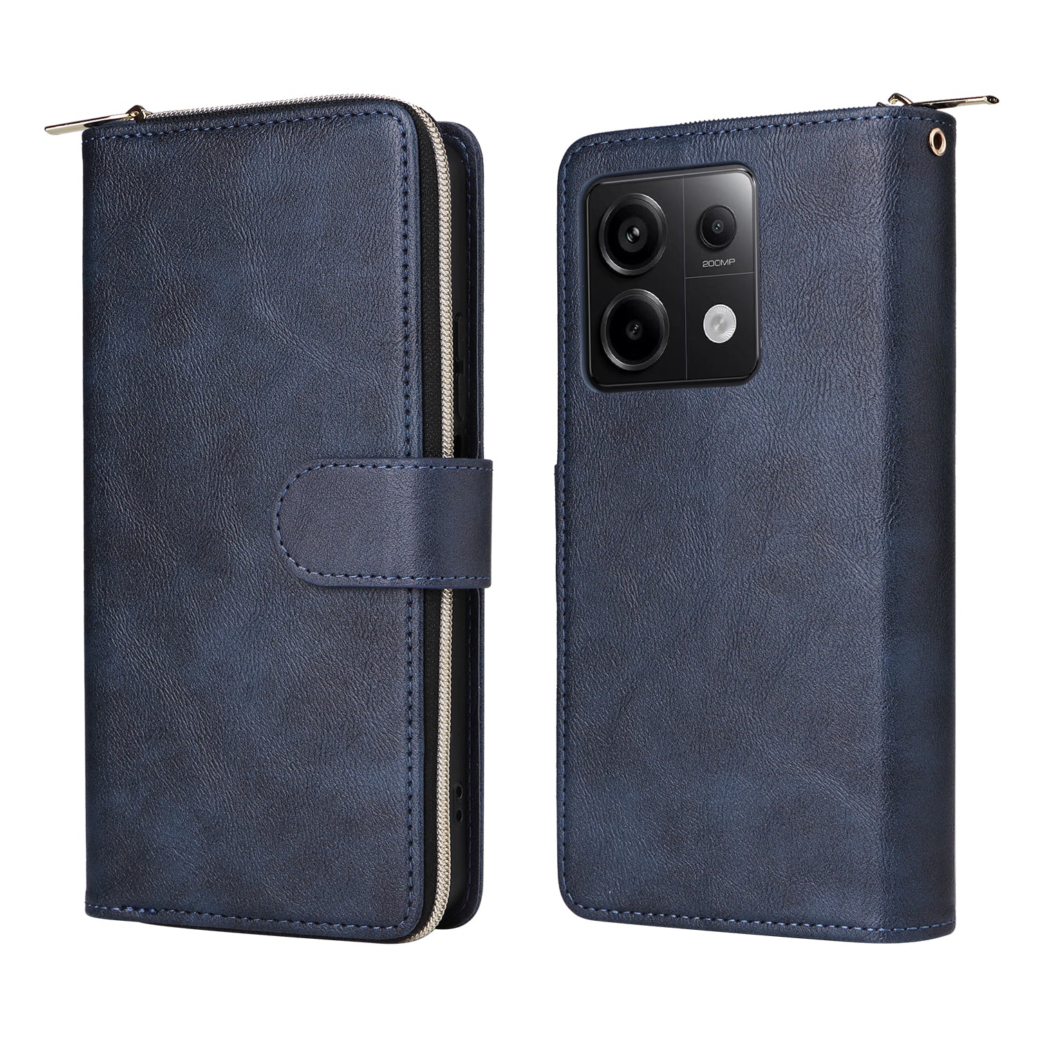 For Xiaomi Redmi Note 13 Pro 5G / Poco X6 5G Case Zipper Pocket Leather Stand Phone Cover