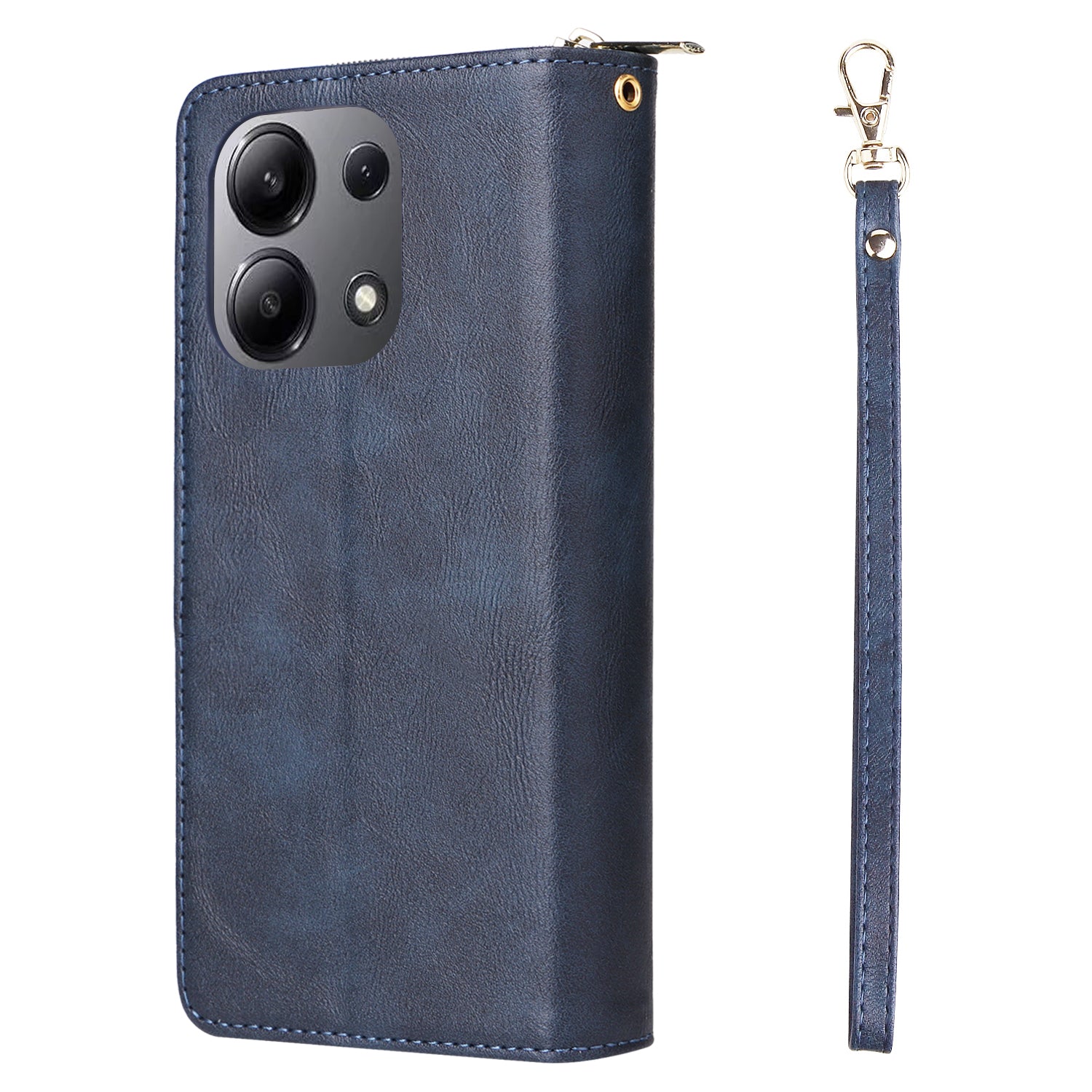 For Xiaomi Redmi Note 13 4G Case Zipper Leather Phone Cover with Stand Card Slots