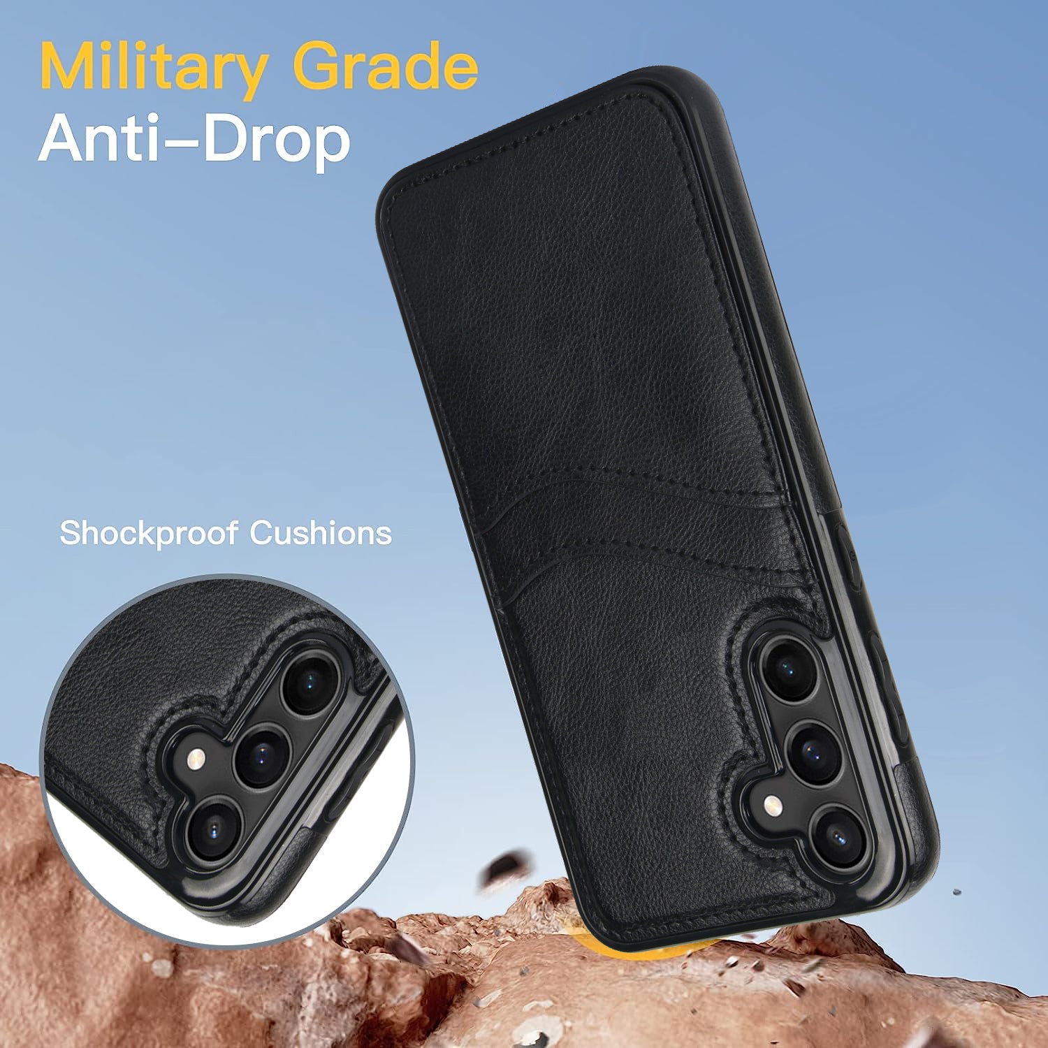 For Samsung Galaxy S23 FE Card Slot Design Phone Case Shockproof PU+TPU Phone Cover