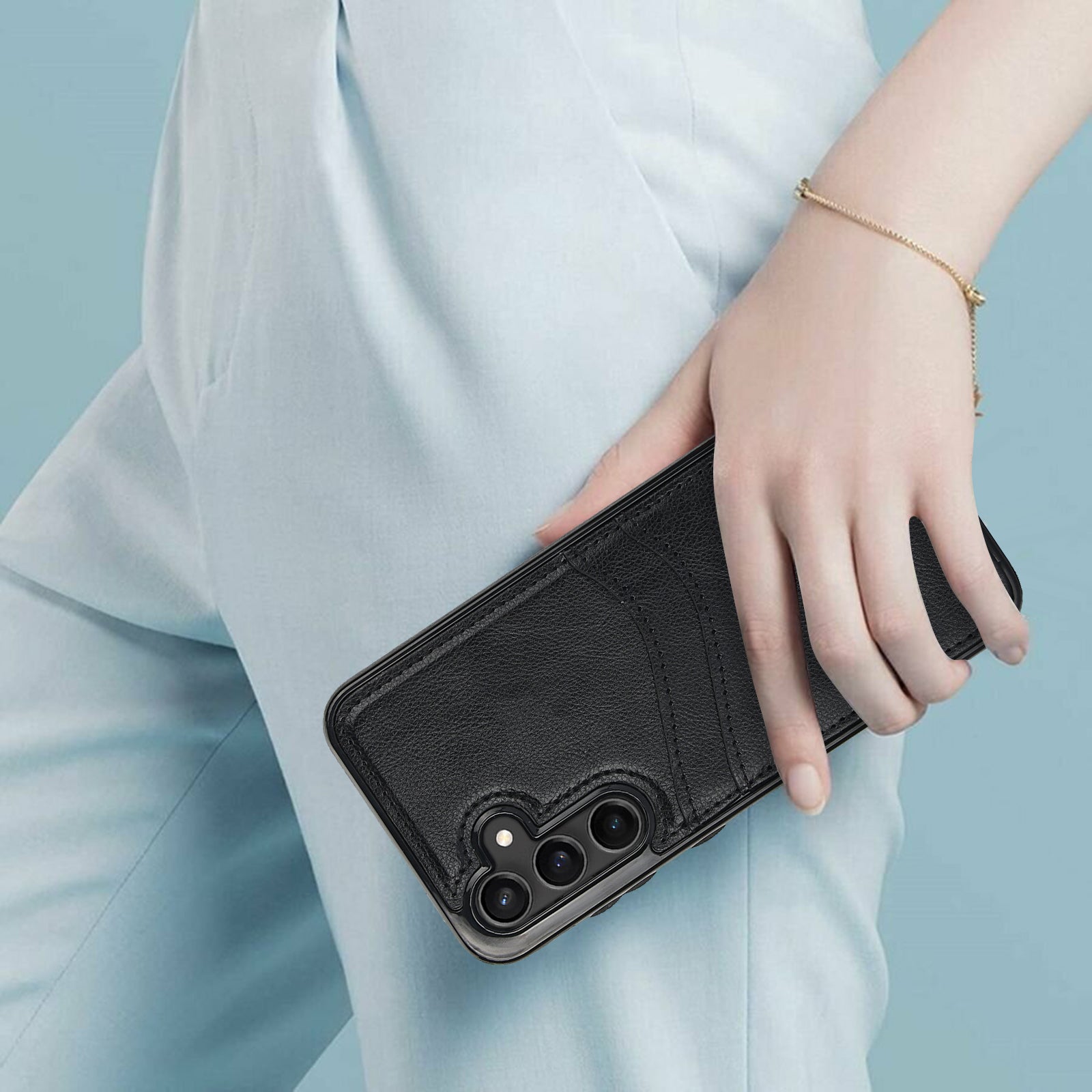 For Samsung Galaxy S23 FE Card Slot Design Phone Case Shockproof PU+TPU Phone Cover