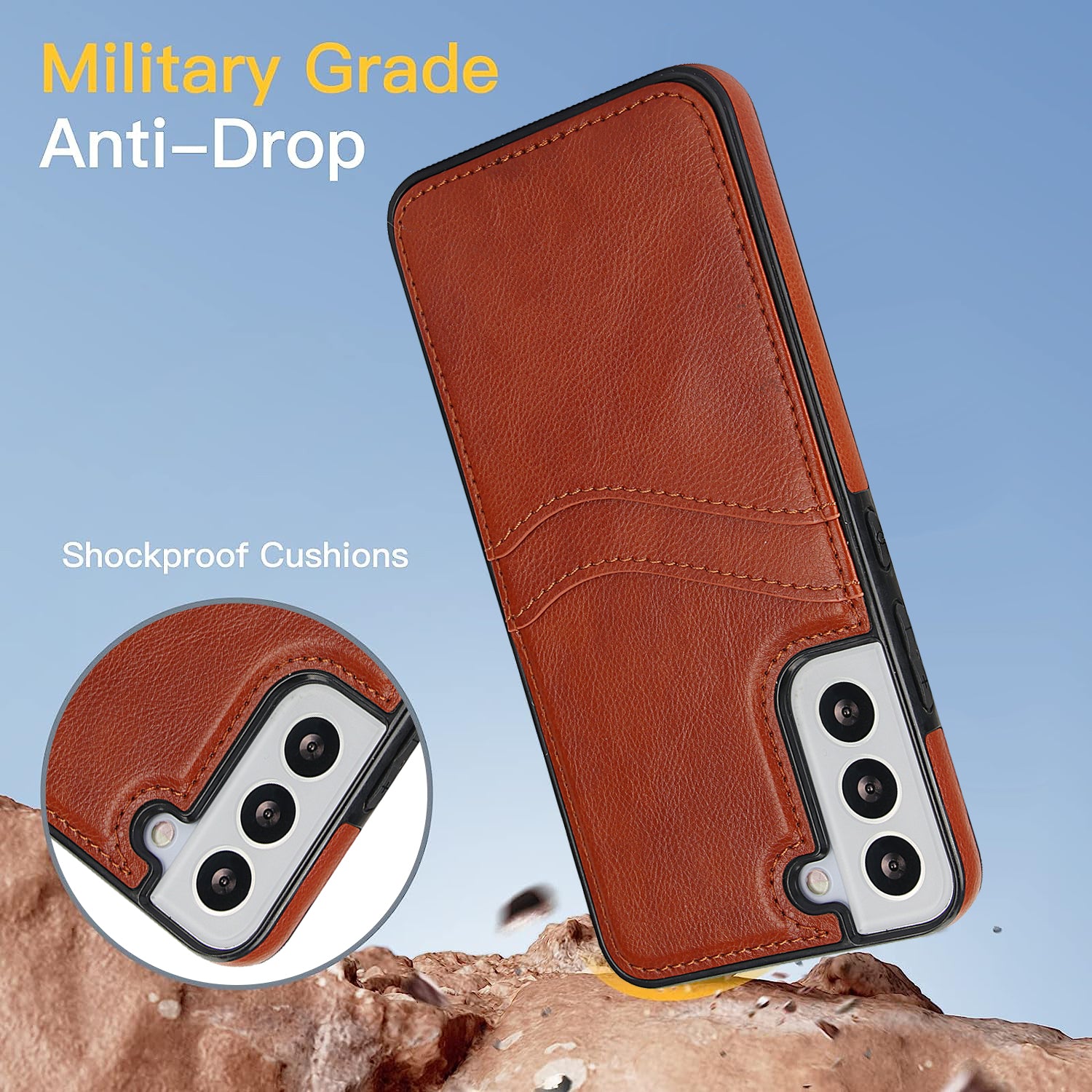 For Samsung Galaxy S22+ 5G Multifunction Phone Shell Card Slot PU+TPU Mobile Phone Case