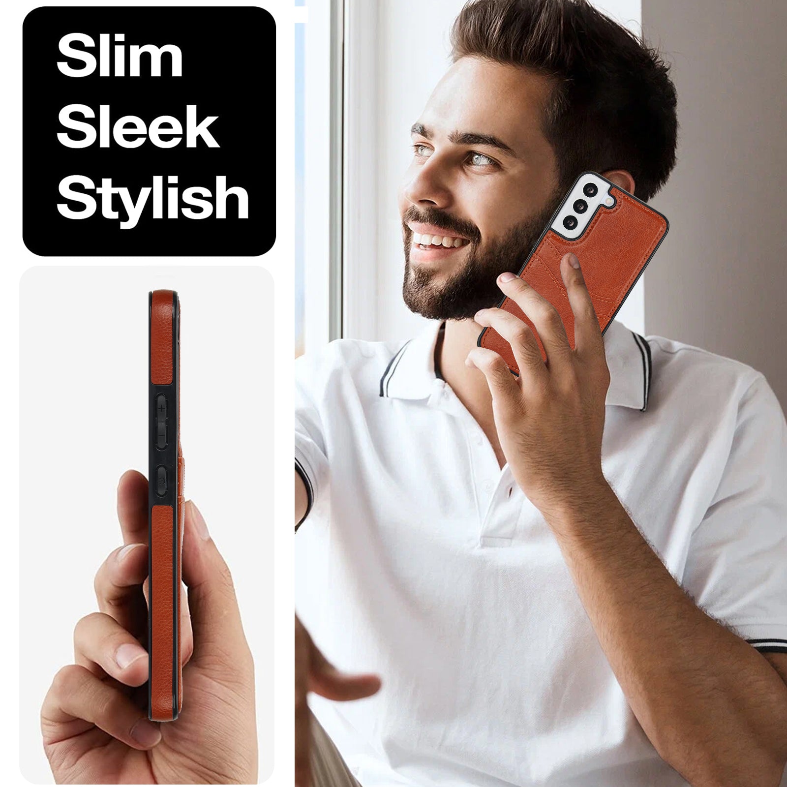 For Samsung Galaxy S22+ 5G Multifunction Phone Shell Card Slot PU+TPU Mobile Phone Case
