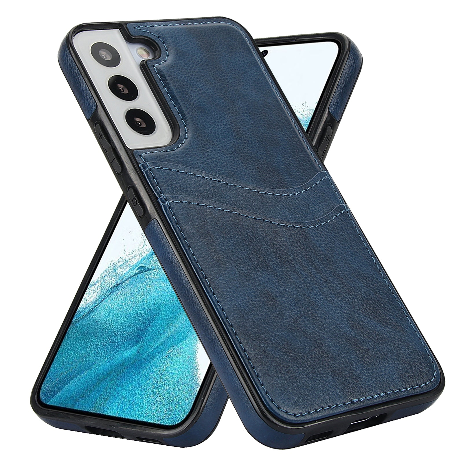 For Samsung Galaxy S22 5G Cases Cell Phone Cover Anti-Scratch PU+TPU Phone Shell with Card Slot