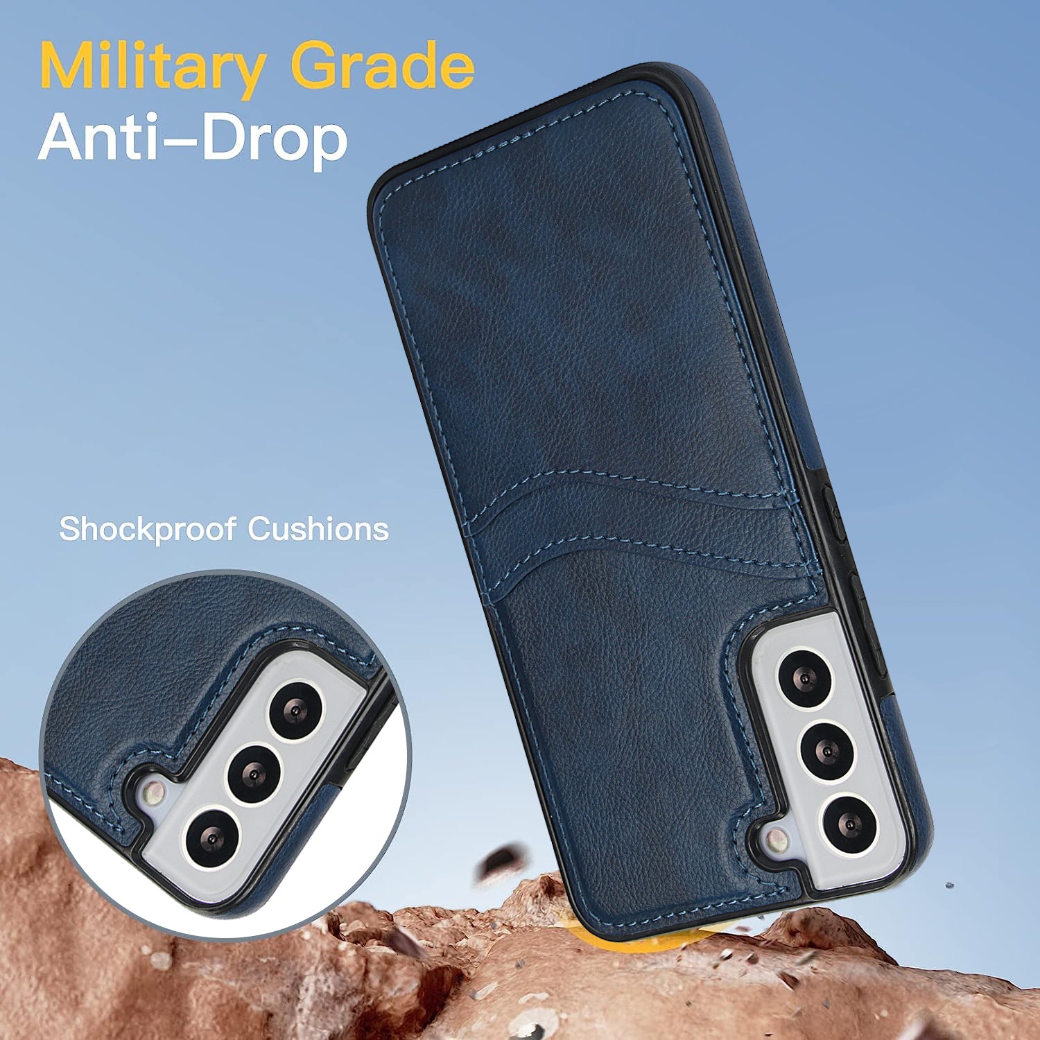 For Samsung Galaxy S22 5G Cases Cell Phone Cover Anti-Scratch PU+TPU Phone Shell with Card Slot