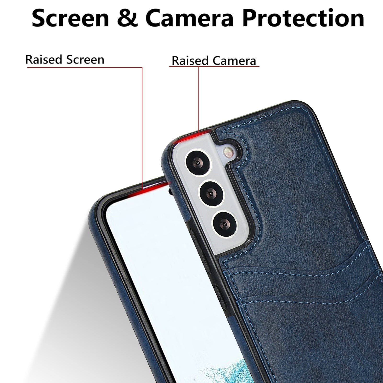 For Samsung Galaxy S22 5G Cases Cell Phone Cover Anti-Scratch PU+TPU Phone Shell with Card Slot
