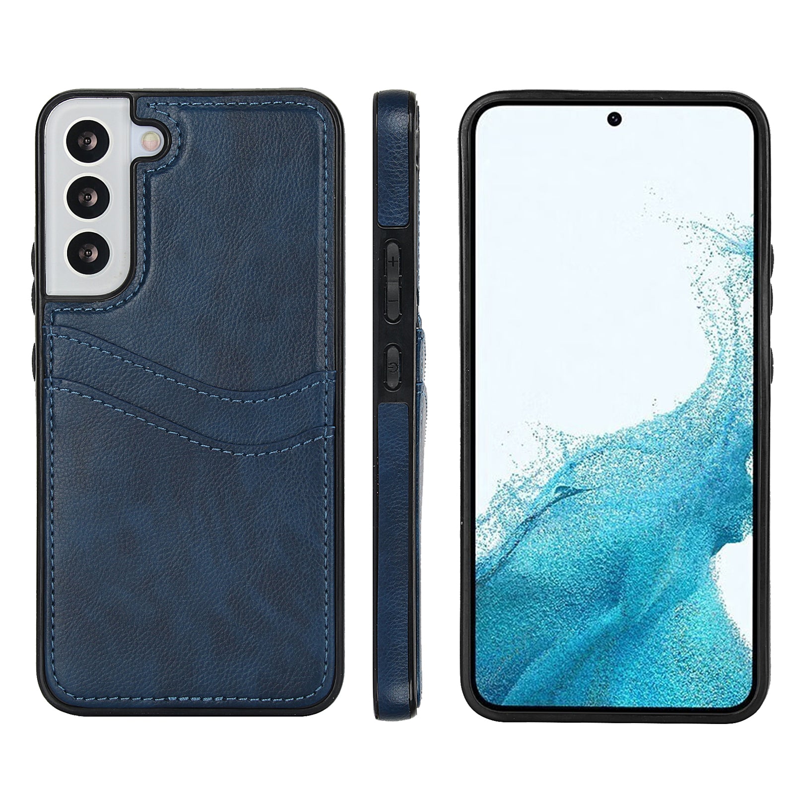 For Samsung Galaxy S22 5G Cases Cell Phone Cover Anti-Scratch PU+TPU Phone Shell with Card Slot