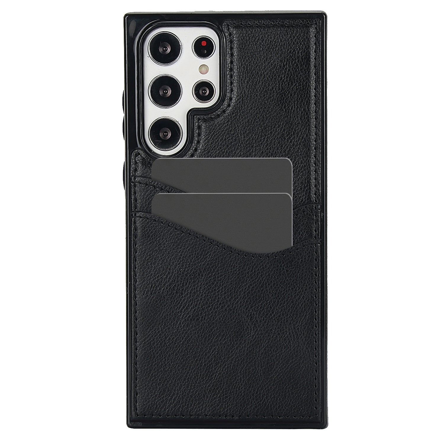For Samsung Galaxy S22 Ultra 5G Card Case Phone Back Cover Shockproof PU+TPU Phone Shell