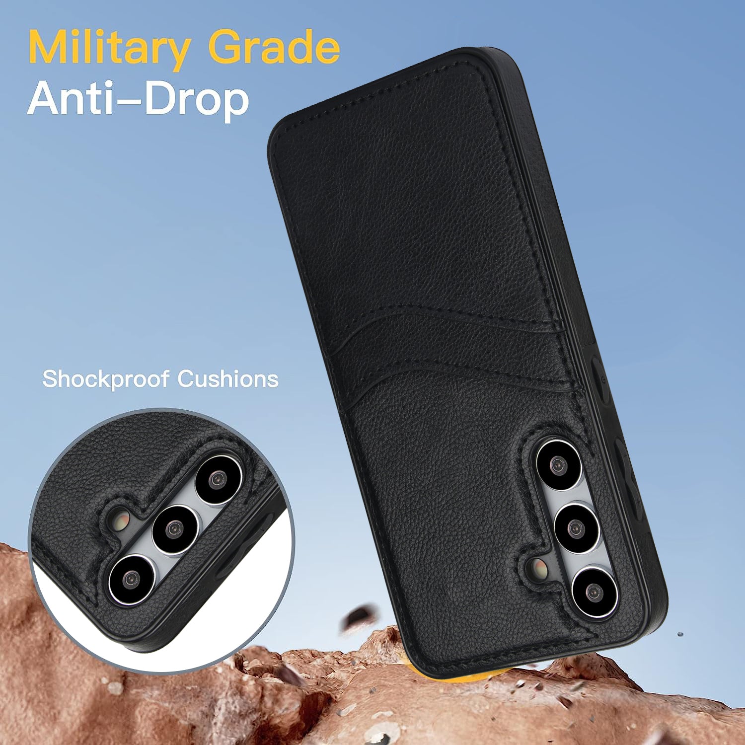 Phone Case for Samsung Galaxy S24+ Card Slot Design Shell Dustproof PU+TPU Phone Cover