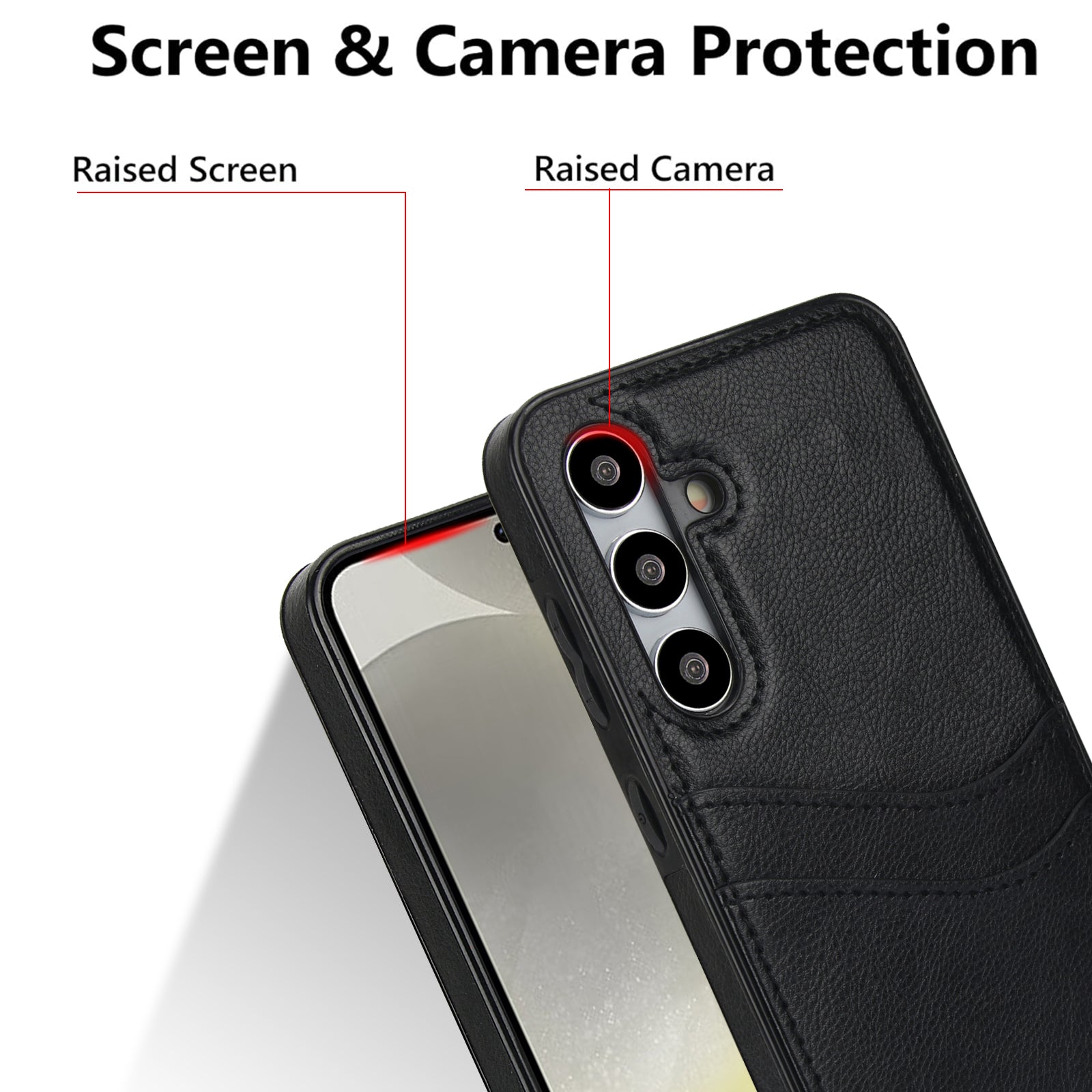 Phone Case for Samsung Galaxy S24+ Card Slot Design Shell Dustproof PU+TPU Phone Cover