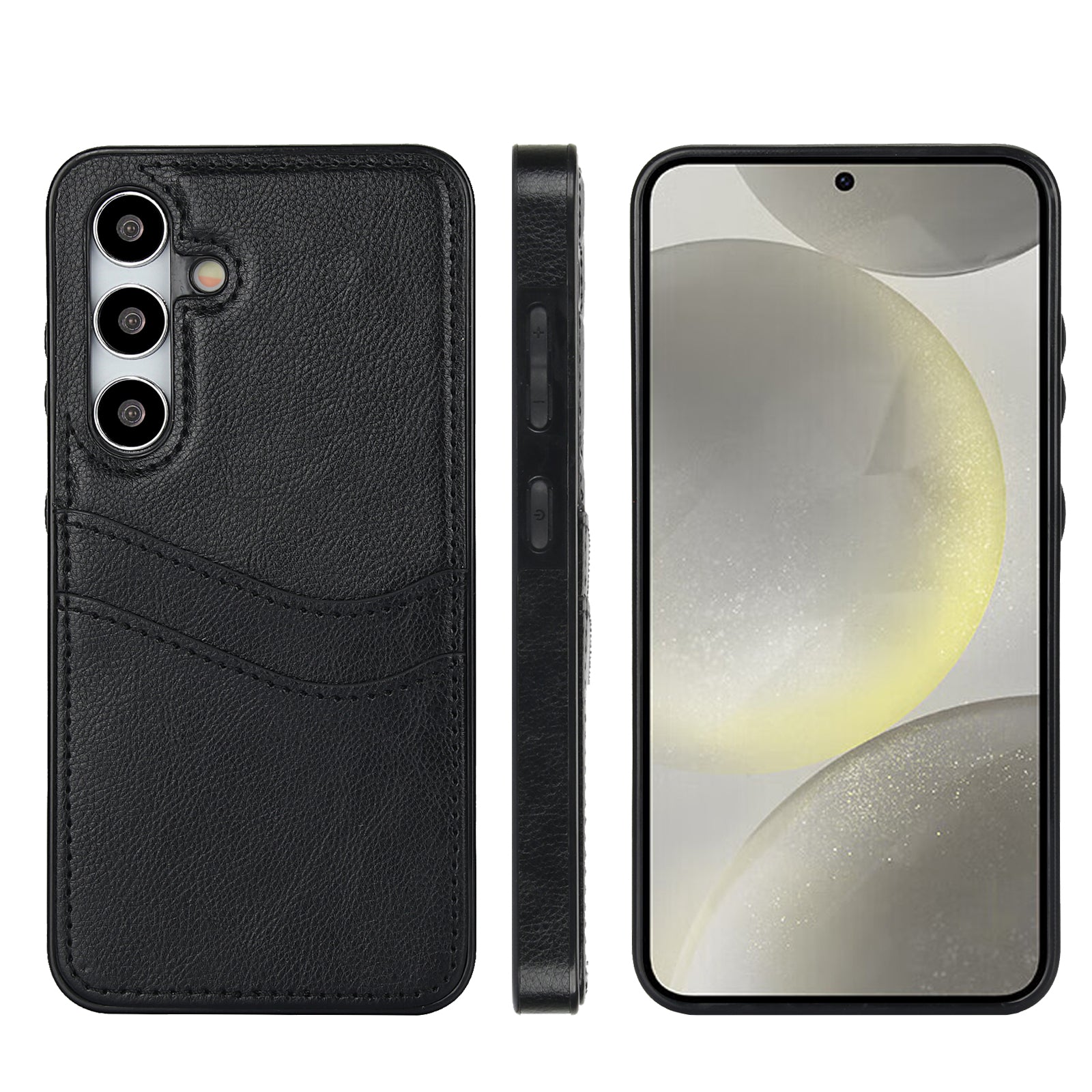 Phone Case for Samsung Galaxy S24+ Card Slot Design Shell Dustproof PU+TPU Phone Cover