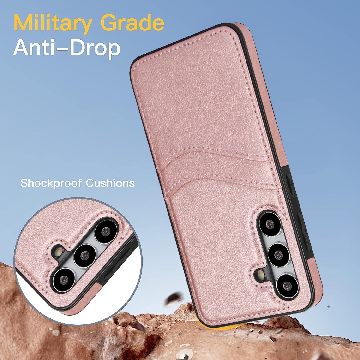For Samsung Galaxy S24 PU+TPU Phone Cover Card Slot Design Mobile Phone Case Shell