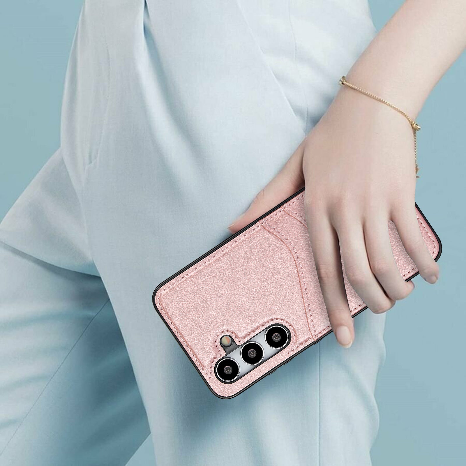 For Samsung Galaxy S24 PU+TPU Phone Cover Card Slot Design Mobile Phone Case Shell