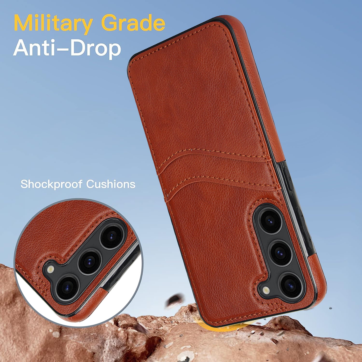 PU+TPU Phone Case for Samsung Galaxy S23+ Card Slot Design Anti-Scratch Phone Cover