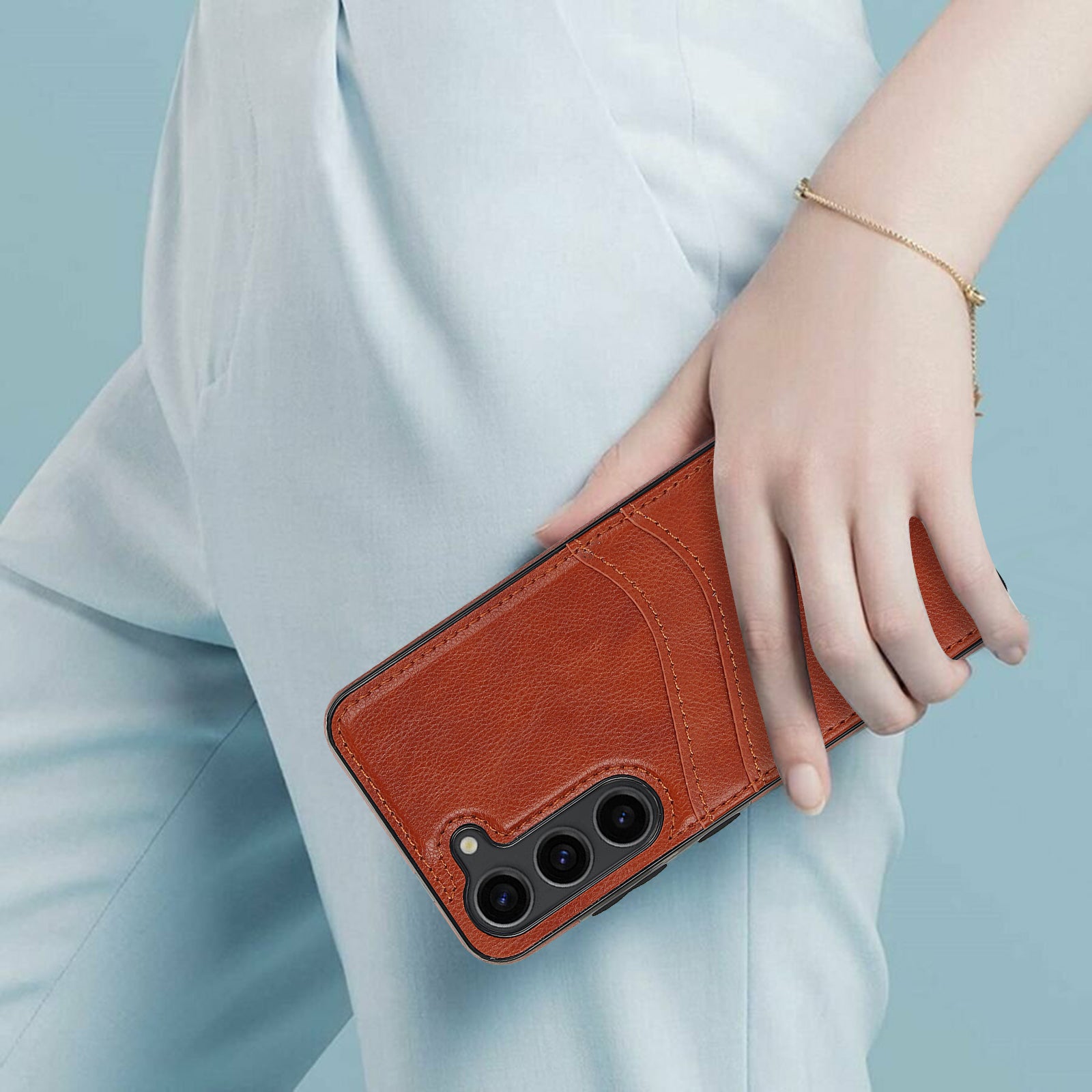 PU+TPU Phone Case for Samsung Galaxy S23+ Card Slot Design Anti-Scratch Phone Cover