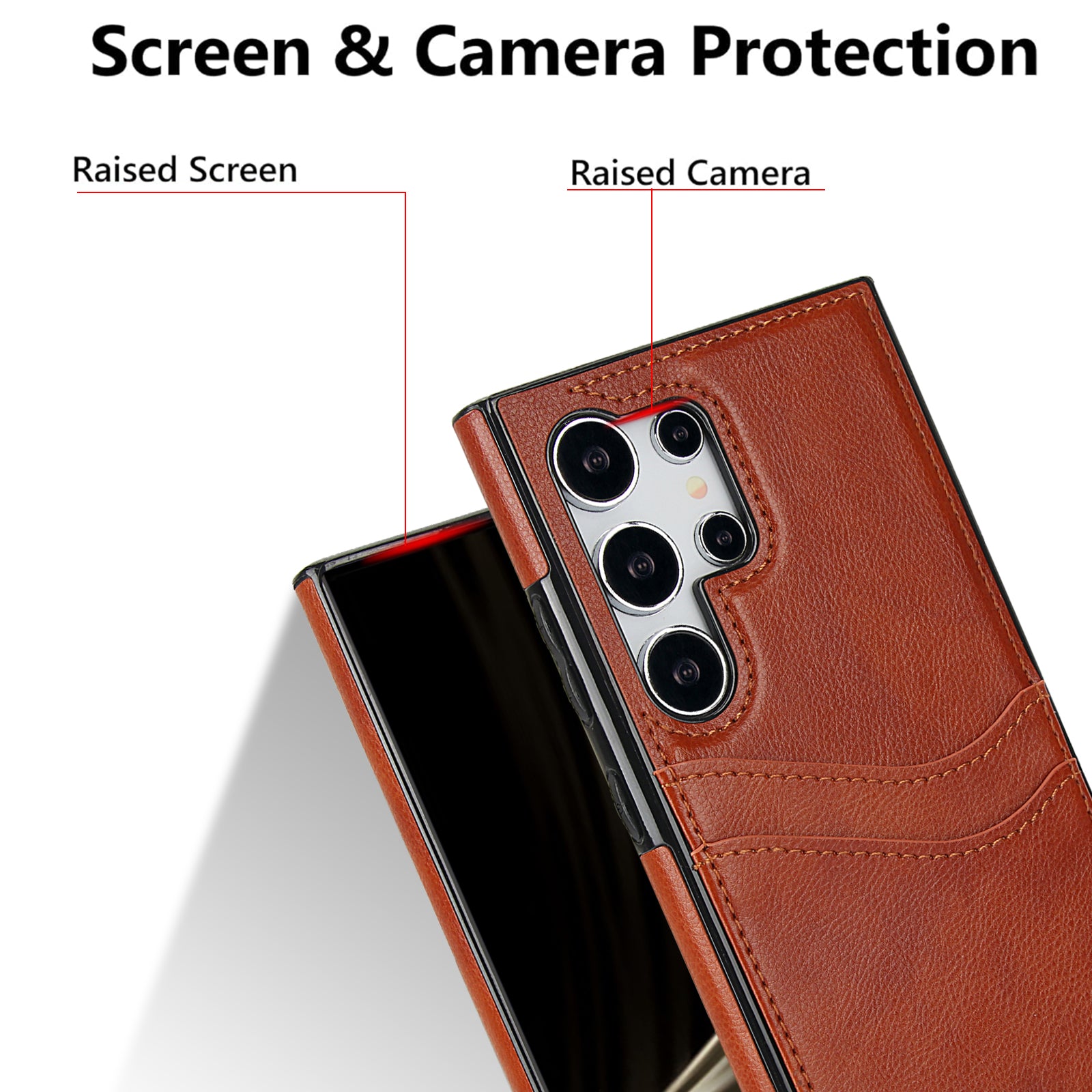 For Samsung Galaxy S24 Ultra Phone Protector Card Slot Scratch-Resistant PU+TPU Phone Case