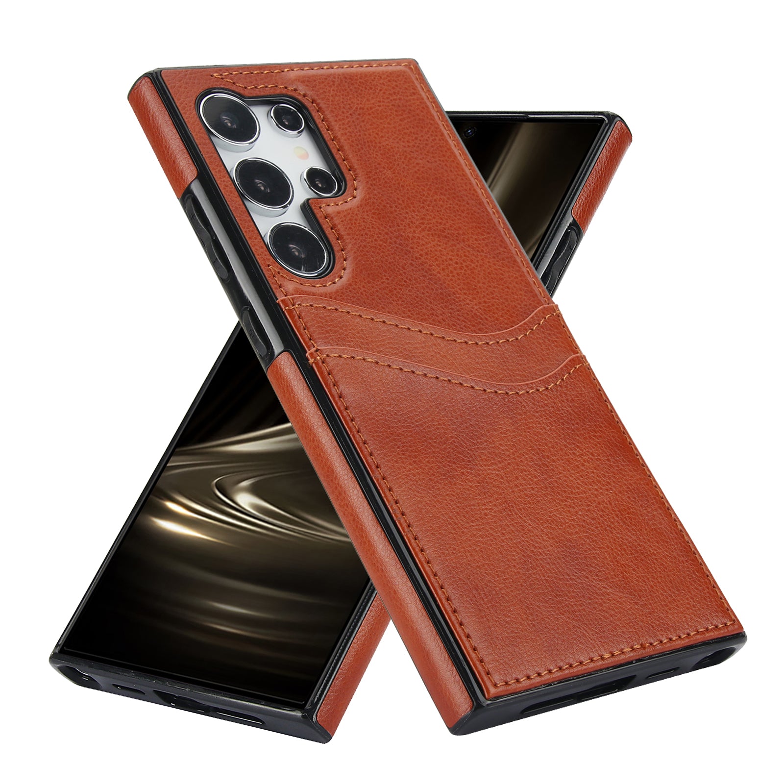 For Samsung Galaxy S24 Ultra Phone Protector Card Slot Scratch-Resistant PU+TPU Phone Case