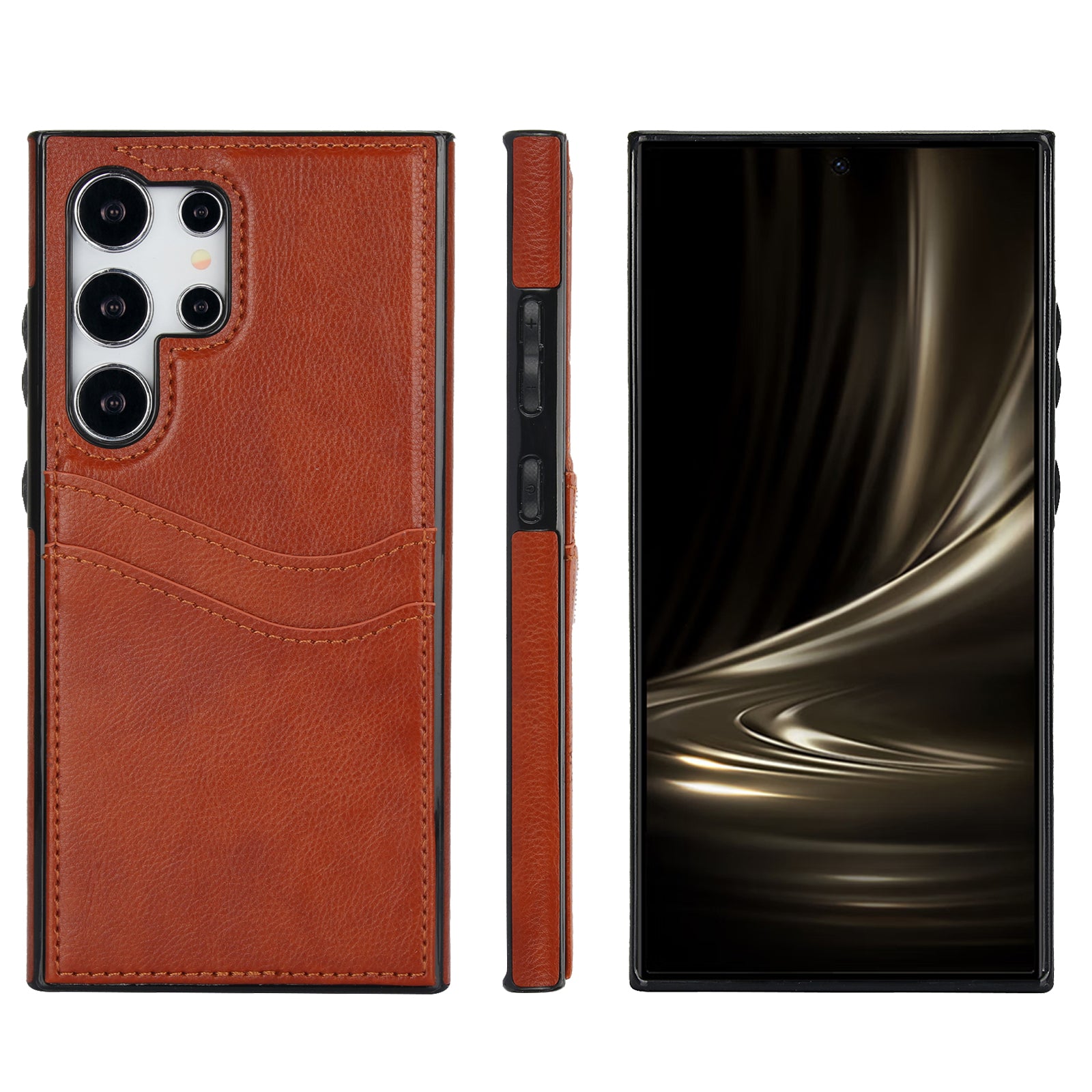 For Samsung Galaxy S24 Ultra Phone Protector Card Slot Scratch-Resistant PU+TPU Phone Case