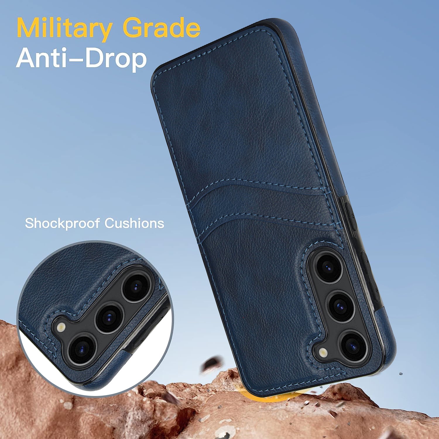 For Samsung Galaxy S23 Phone Protector Card Slot Cell Phone Case Slim-Fit PU+TPU Cover