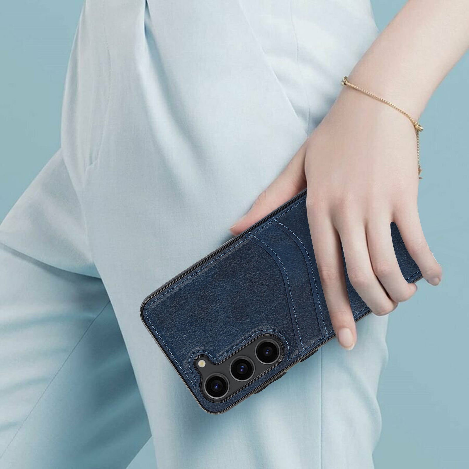 For Samsung Galaxy S23 Phone Protector Card Slot Cell Phone Case Slim-Fit PU+TPU Cover
