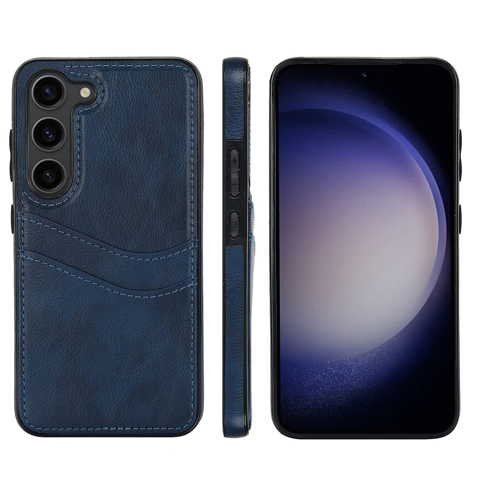 For Samsung Galaxy S23 Phone Protector Card Slot Cell Phone Case Slim-Fit PU+TPU Cover