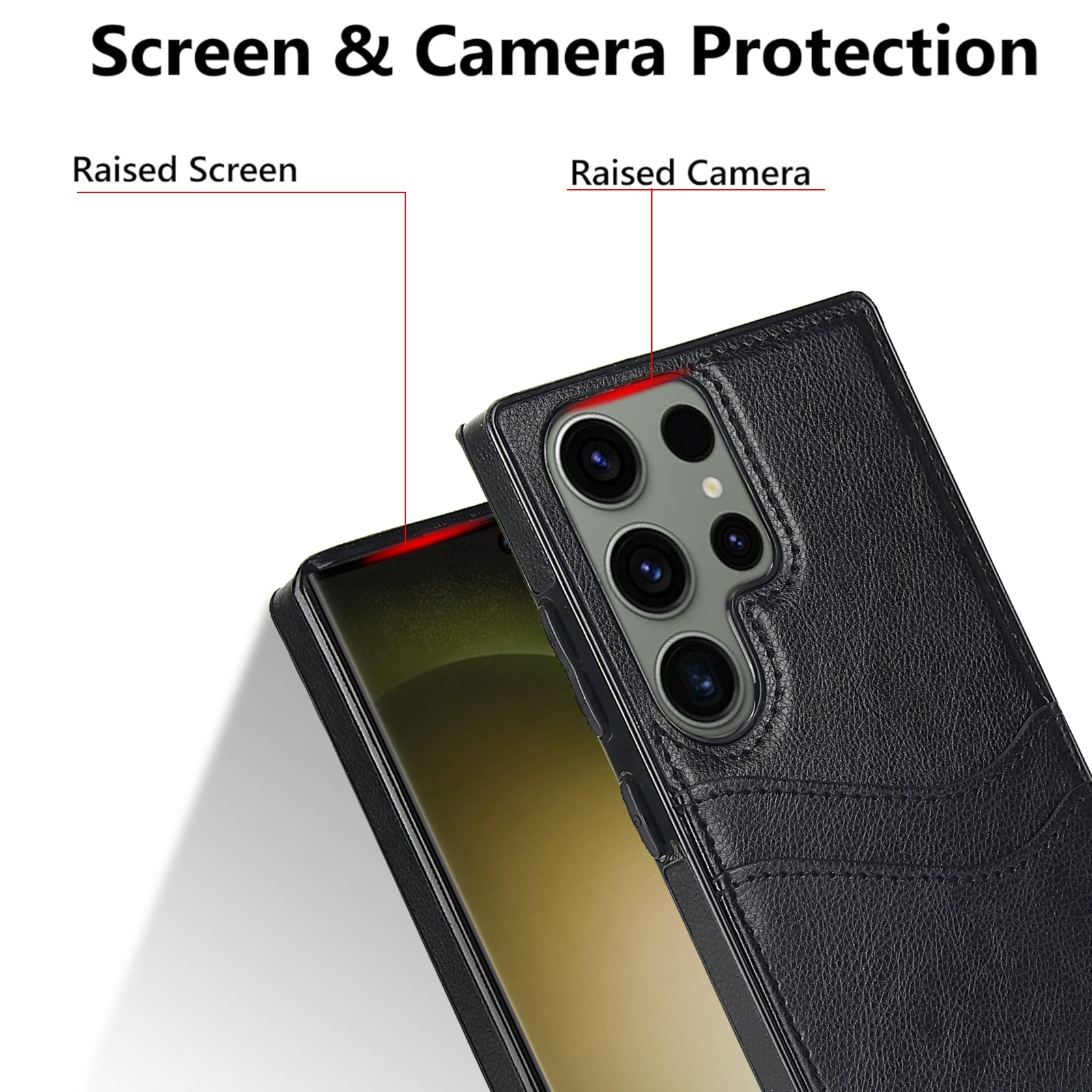 For Samsung Galaxy S23 Ultra Card Storage Phone Shell Shockproof Cell Phone Case PU+TPU Cover