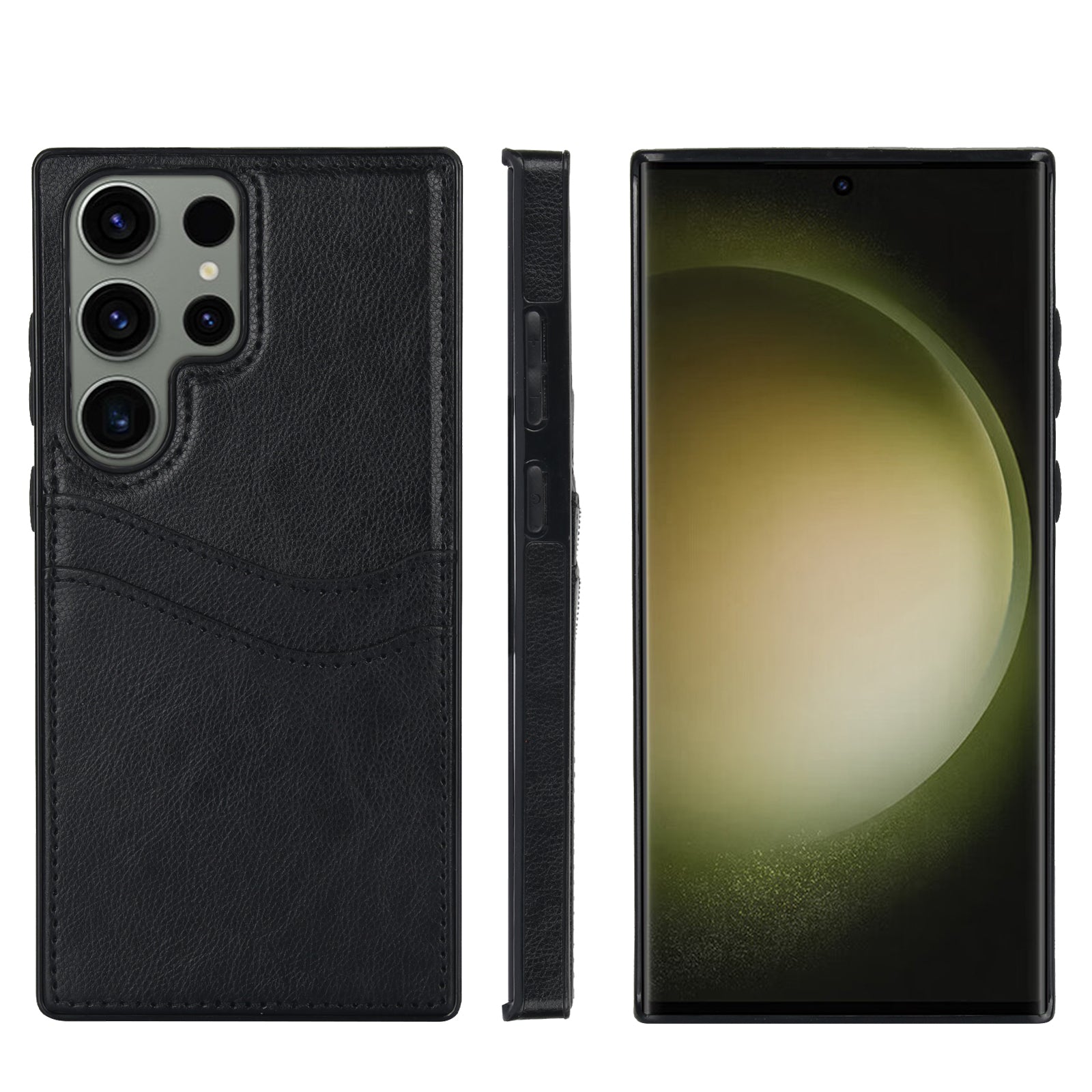 For Samsung Galaxy S23 Ultra Card Storage Phone Shell Shockproof Cell Phone Case PU+TPU Cover