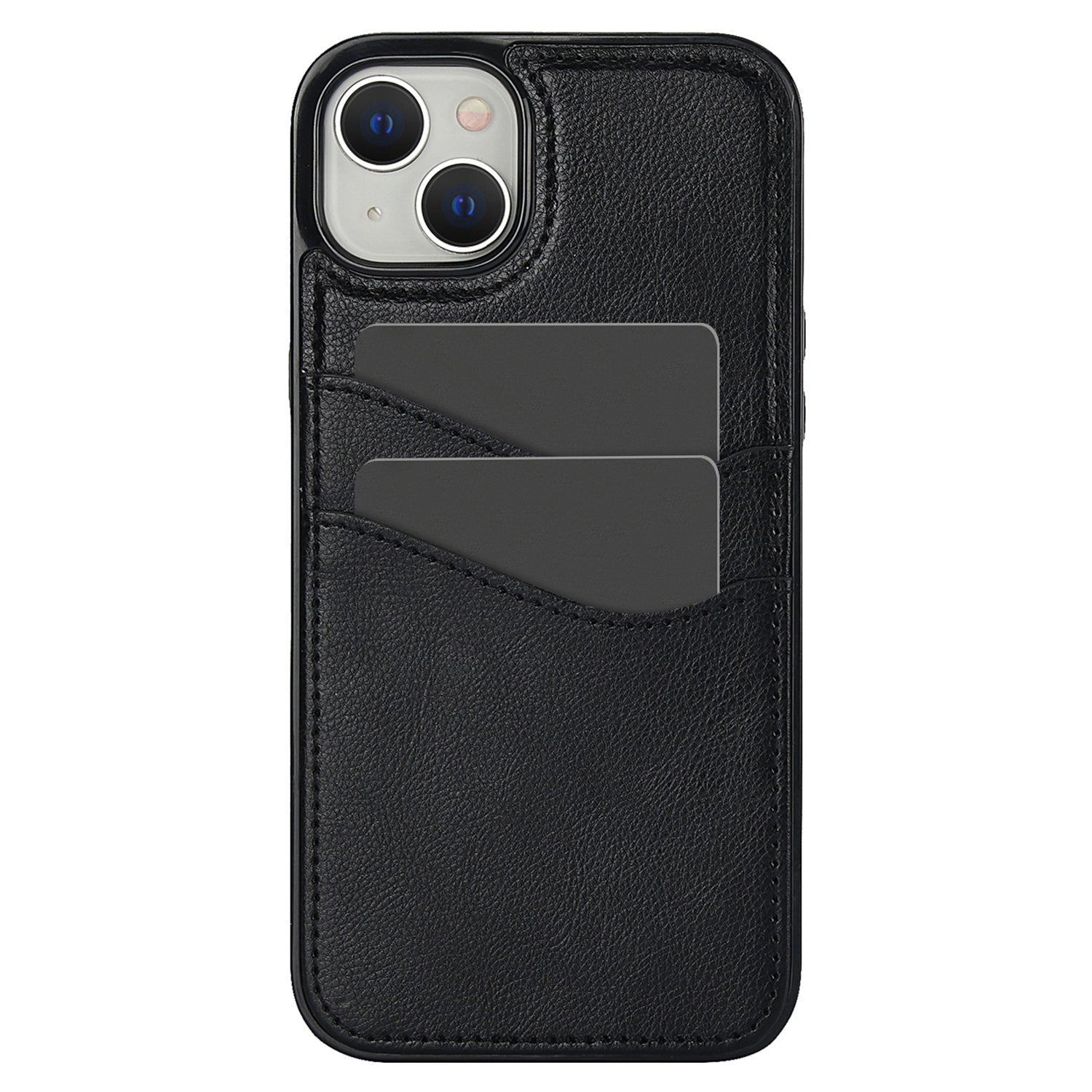 For iPhone 13 mini Case Scratch-Resistant PU+TPU Phone Shell with Card Holder