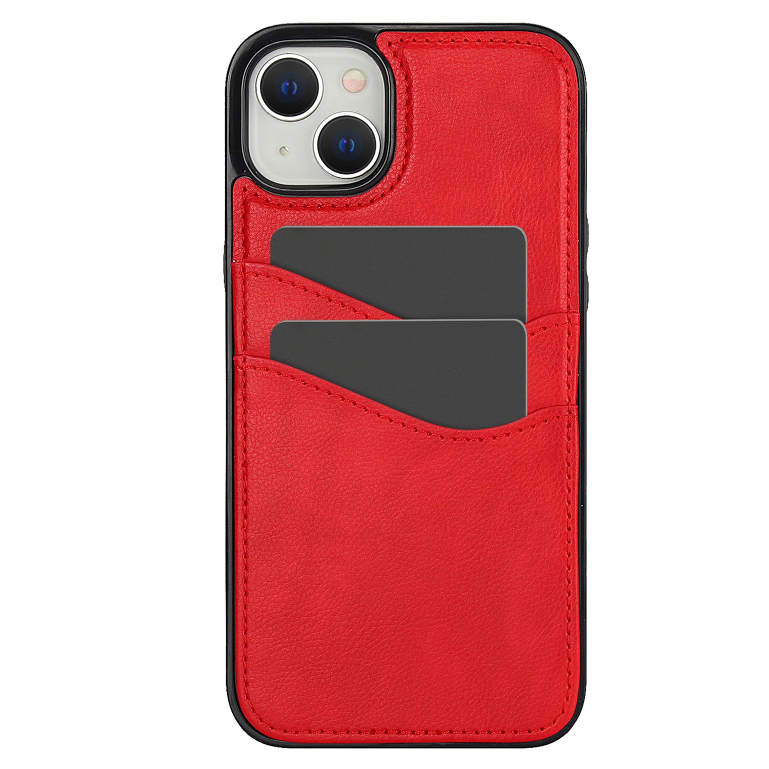 For iPhone 13 mini Case Scratch-Resistant PU+TPU Phone Shell with Card Holder