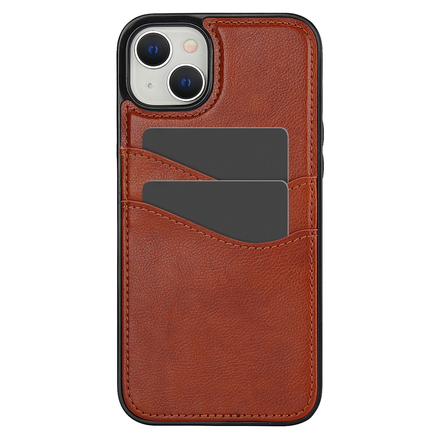 For iPhone 13 mini Case Scratch-Resistant PU+TPU Phone Shell with Card Holder