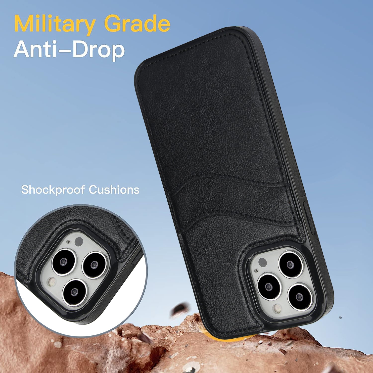 For iPhone 12 / 12 Pro Case Card Holder PU+TPU Phone Shell
