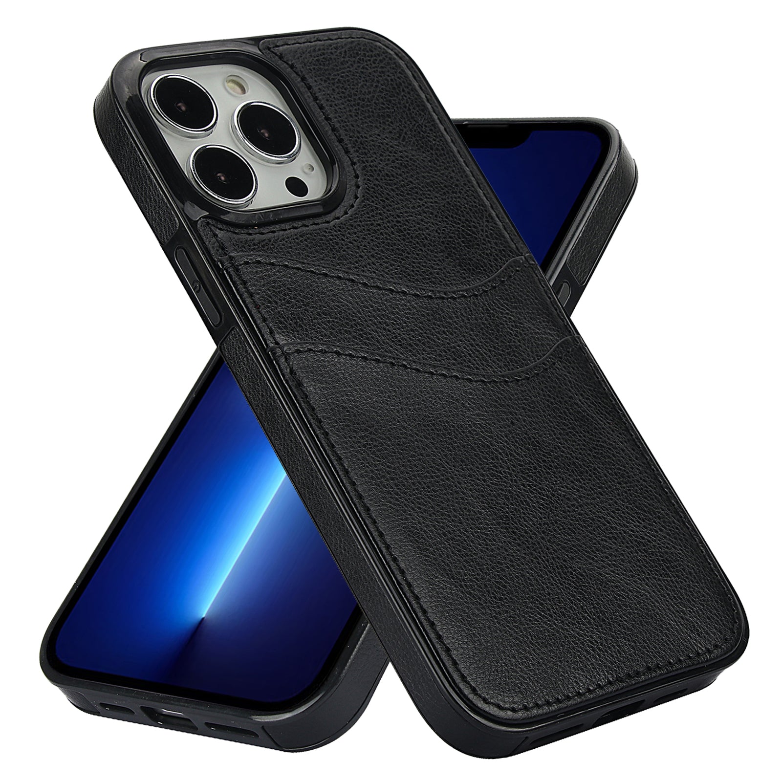 For iPhone 12 / 12 Pro Case Card Holder PU+TPU Phone Shell