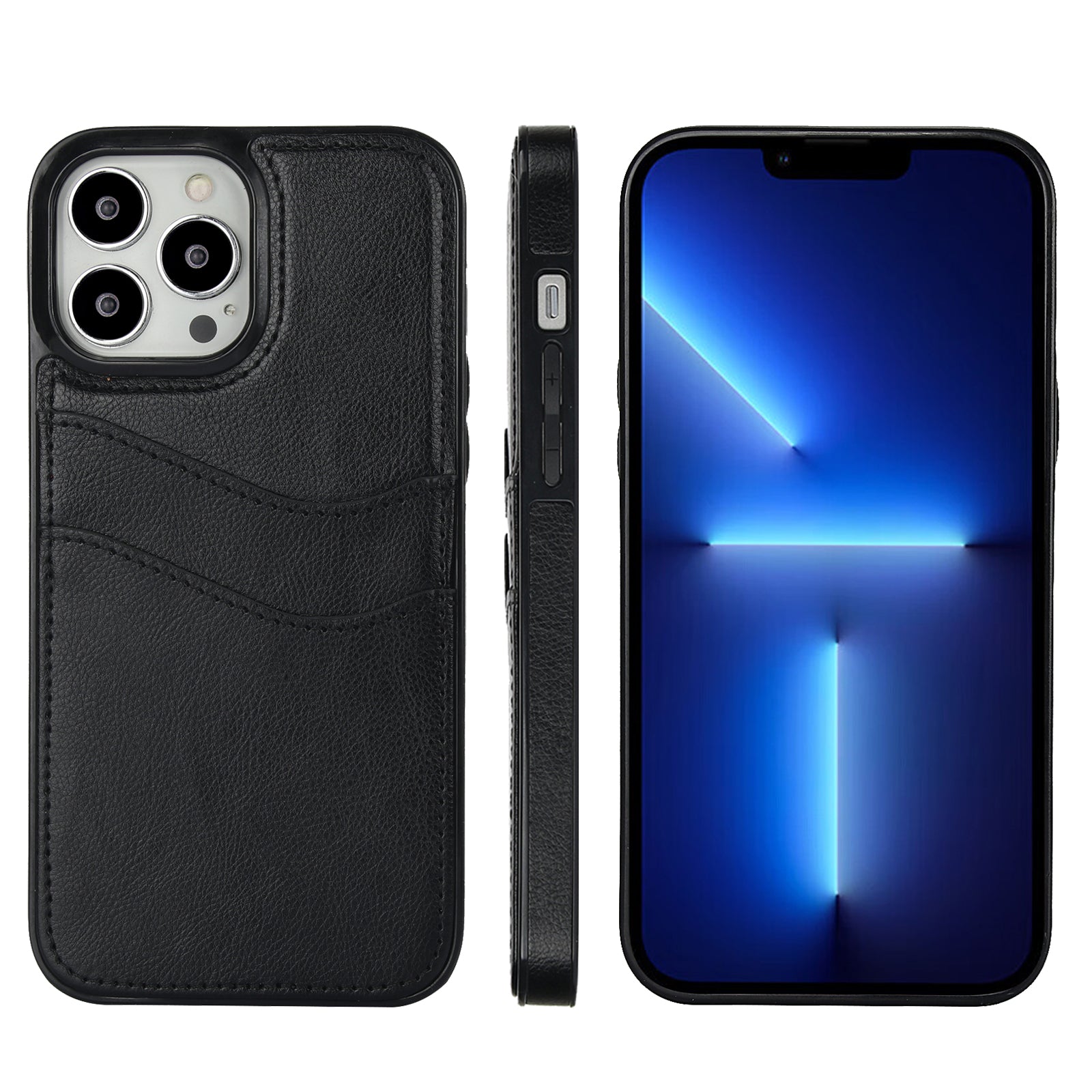 For iPhone 12 / 12 Pro Case Card Holder PU+TPU Phone Shell