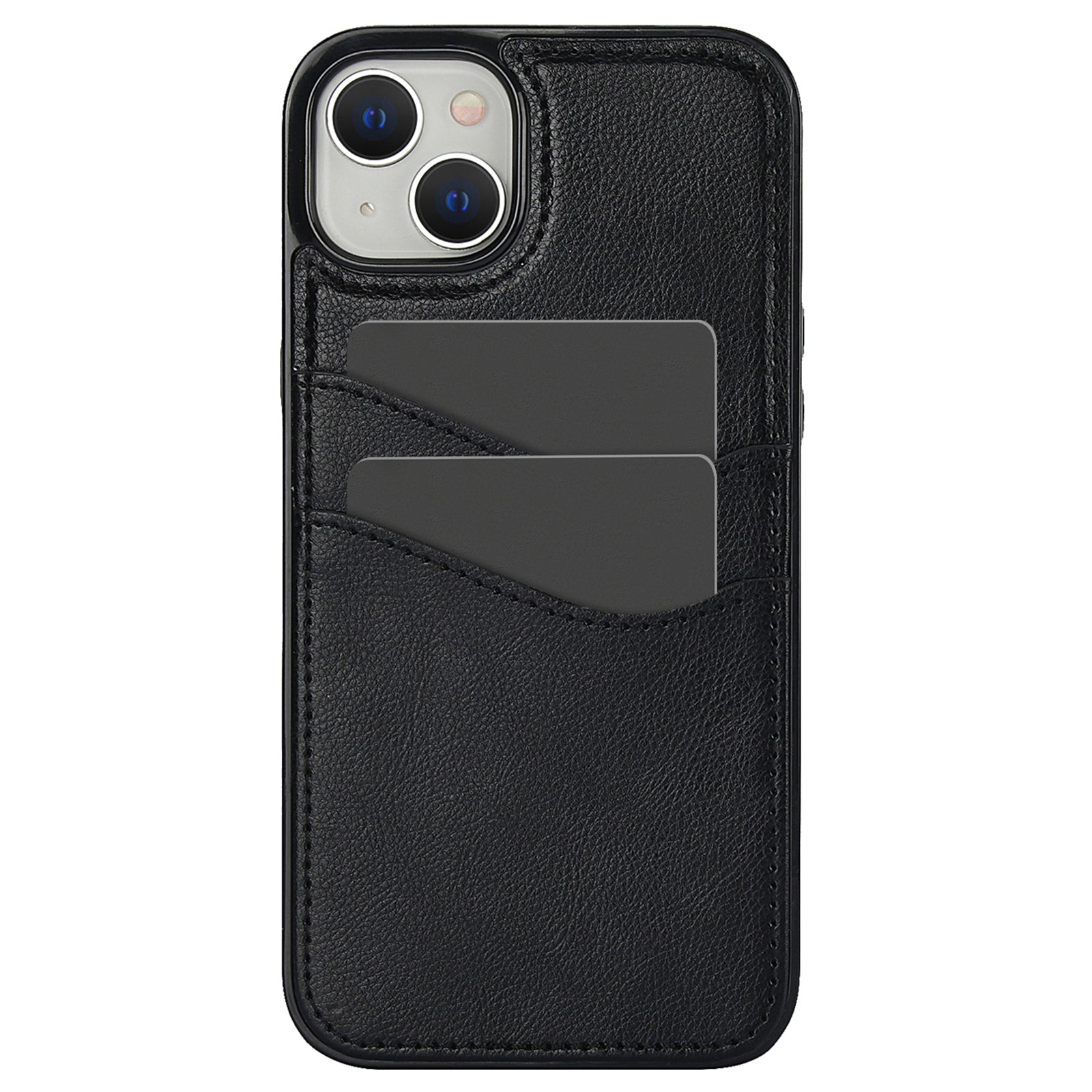 For iPhone 13 / 14 Case Anti-Scratch PU+TPU Card Holder Phone Cover