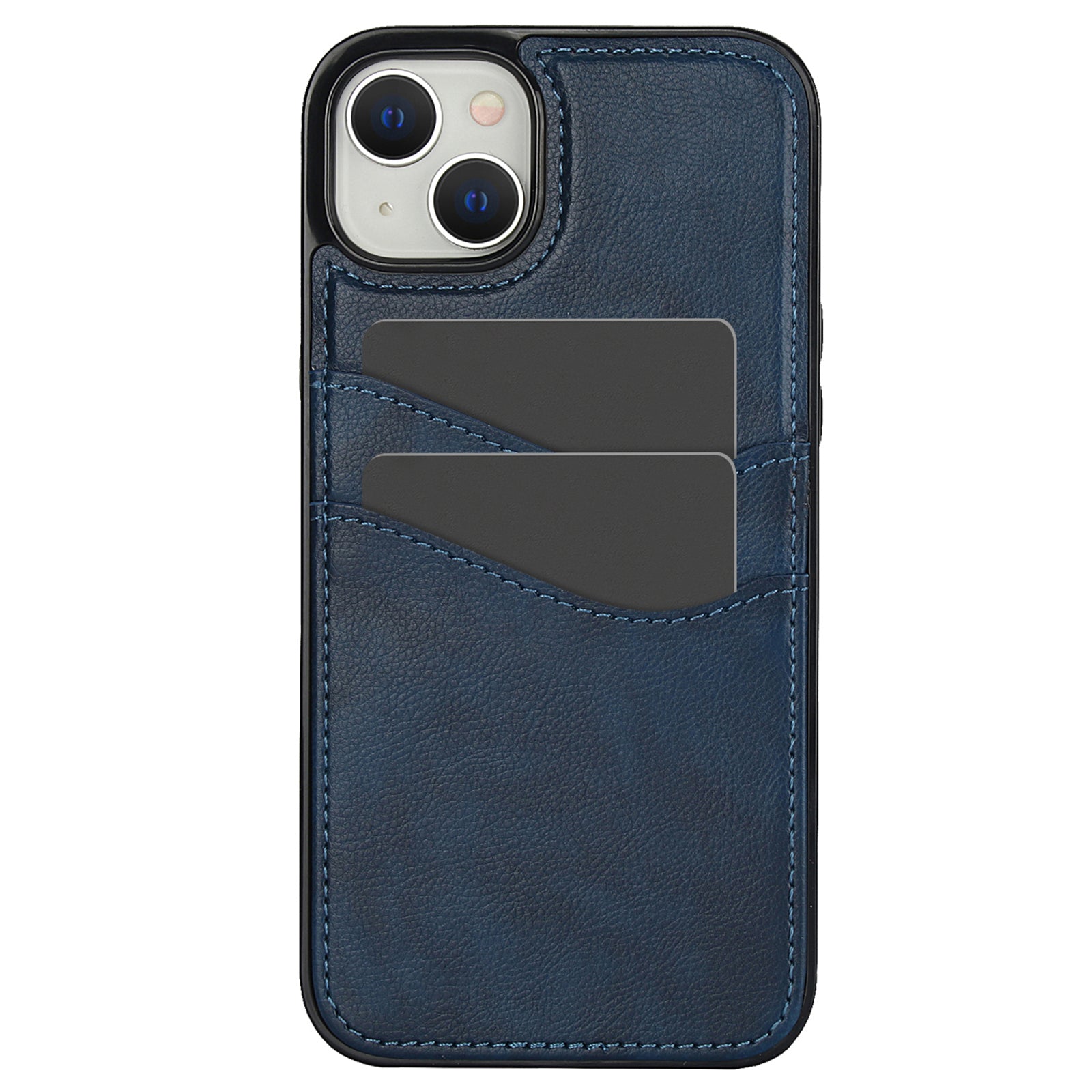 For iPhone 13 / 14 Case Anti-Scratch PU+TPU Card Holder Phone Cover