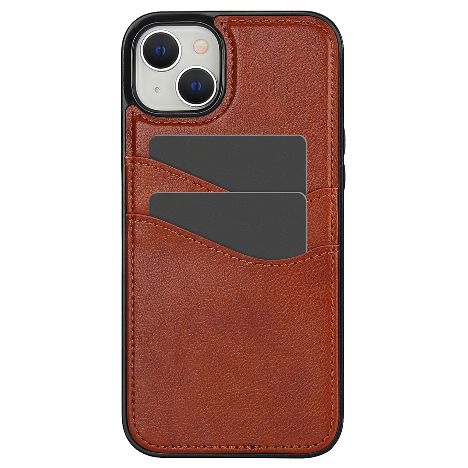 For iPhone 13 / 14 Case Anti-Scratch PU+TPU Card Holder Phone Cover