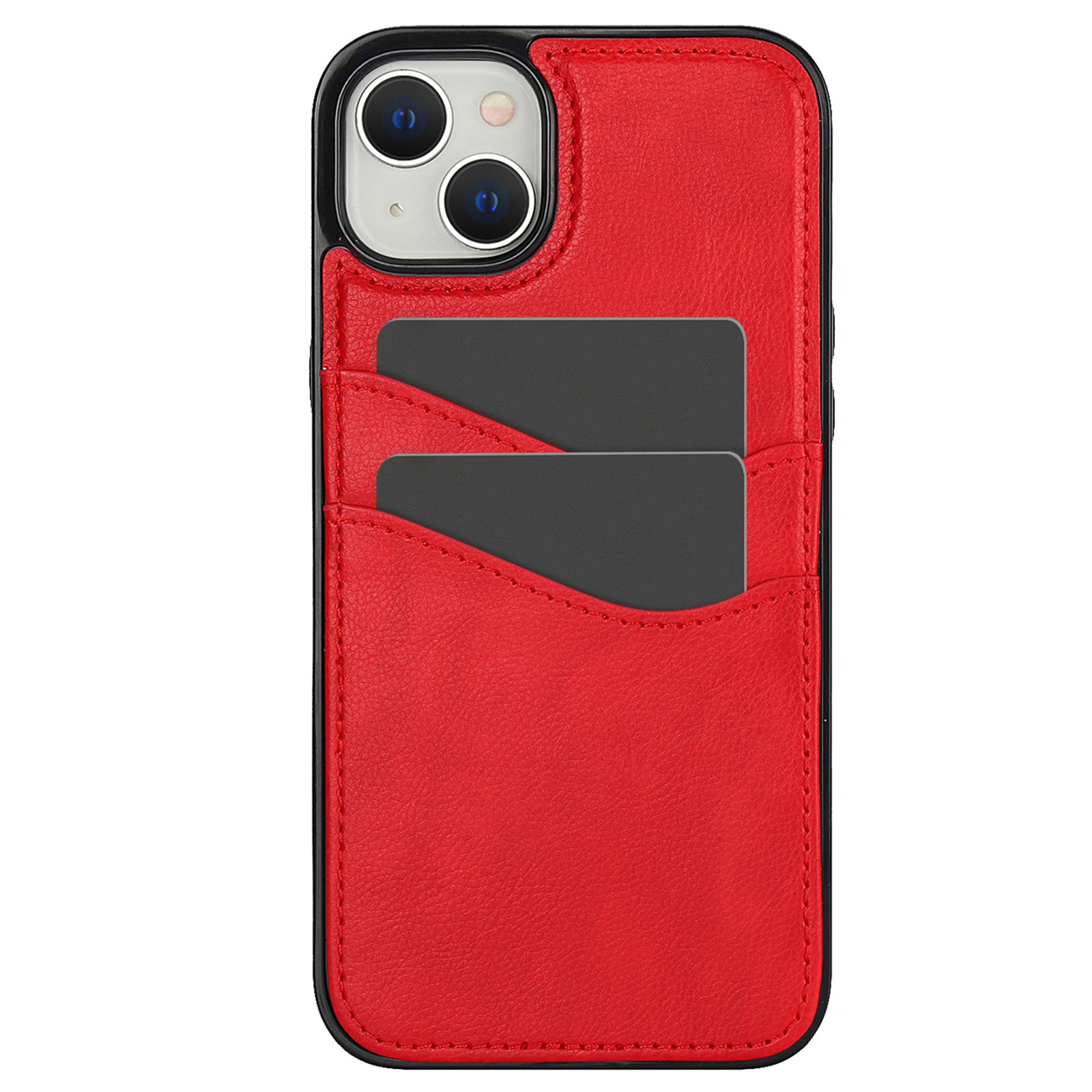 For iPhone 13 / 14 Case Anti-Scratch PU+TPU Card Holder Phone Cover