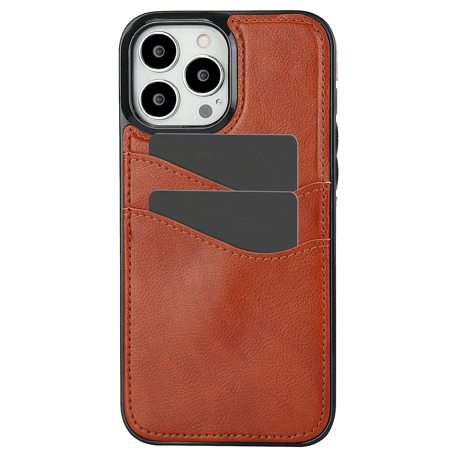 For iPhone 12 Pro Max Case Shockproof PU+TPU Phone Shell with Card Holder
