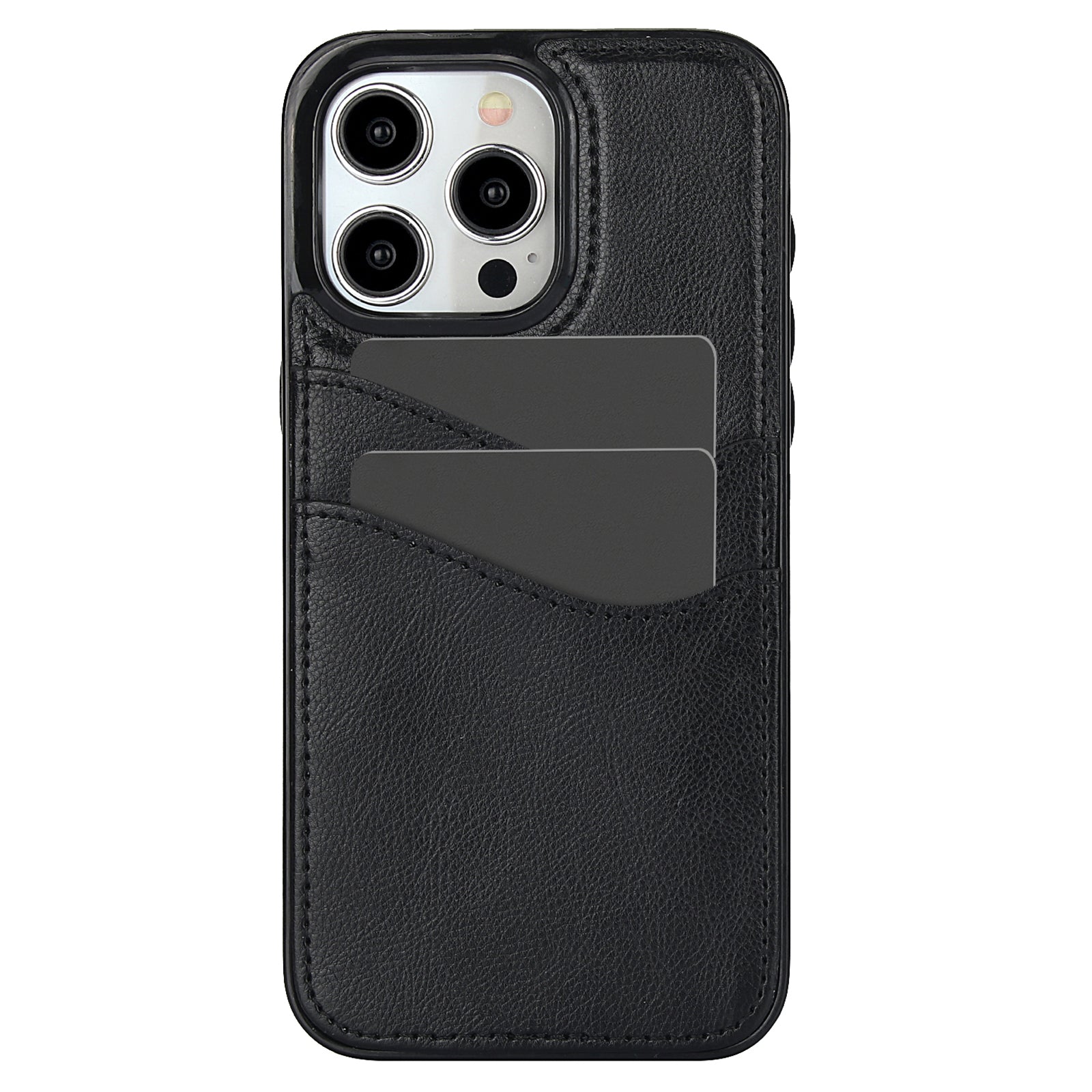 For iPhone 14 Pro Max Case Card Slot Anti-Drop PU+TPU Phone Protector