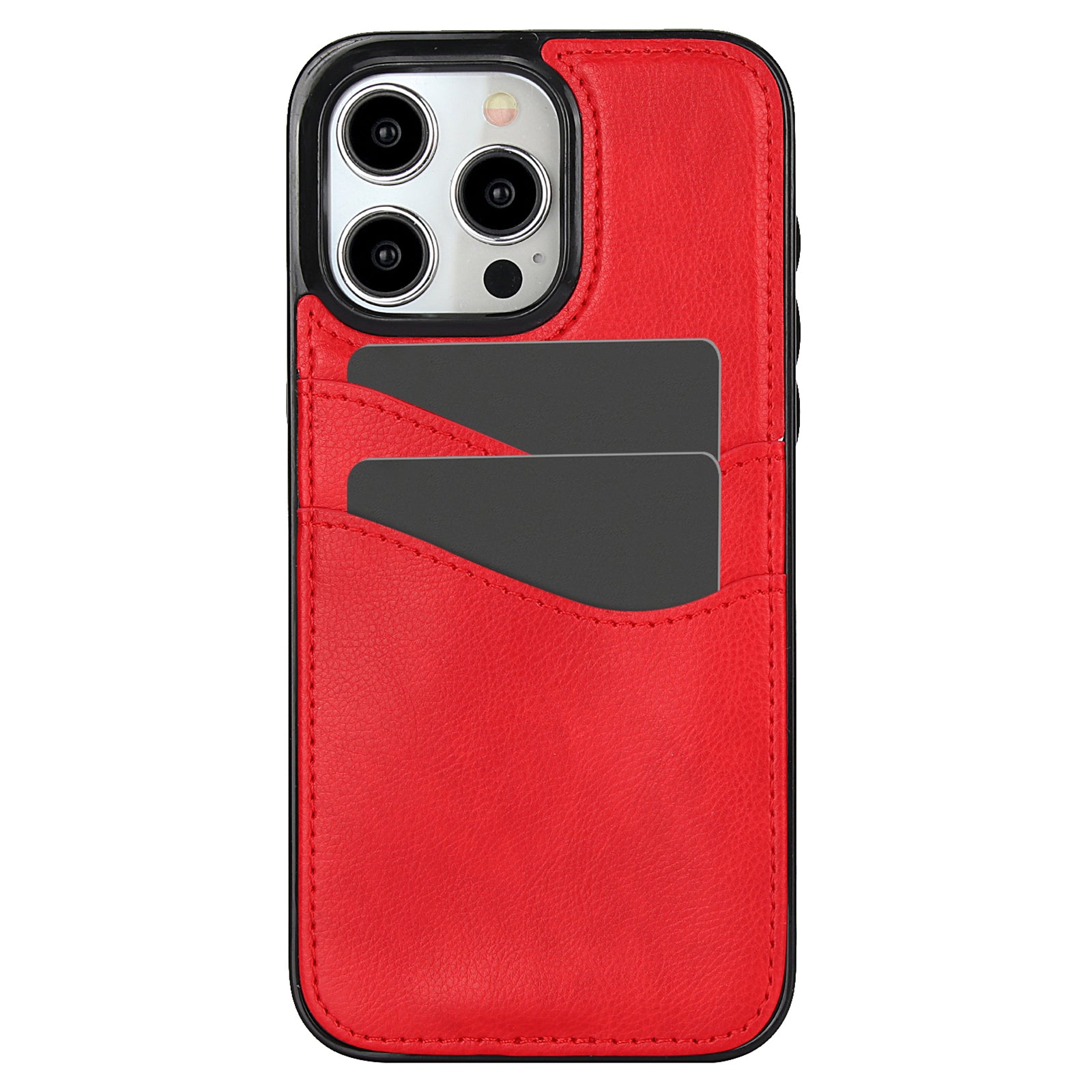 For iPhone 14 Pro Max Case Card Slot Anti-Drop PU+TPU Phone Protector