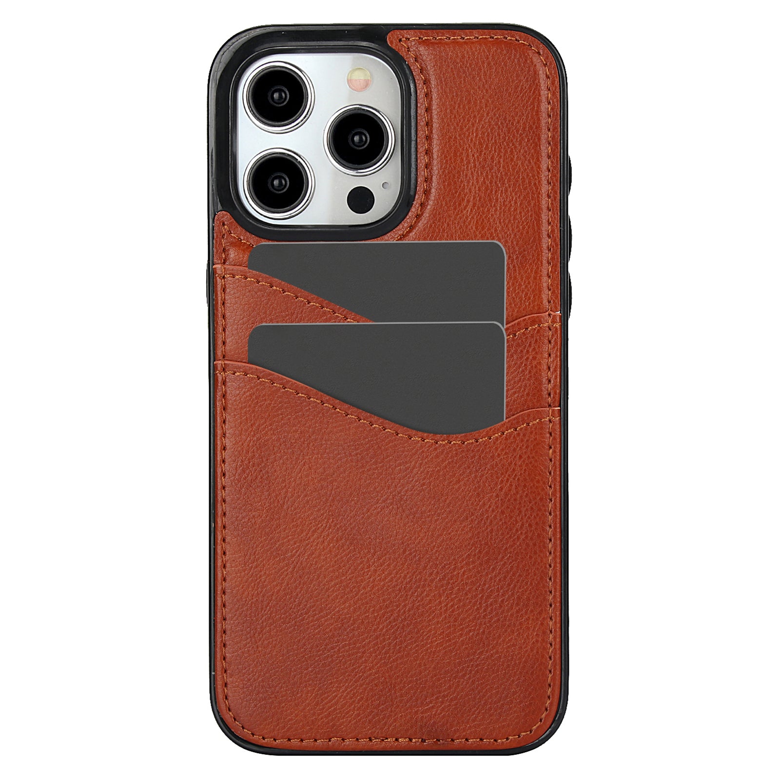 For iPhone 14 Pro Max Case Card Slot Anti-Drop PU+TPU Phone Protector