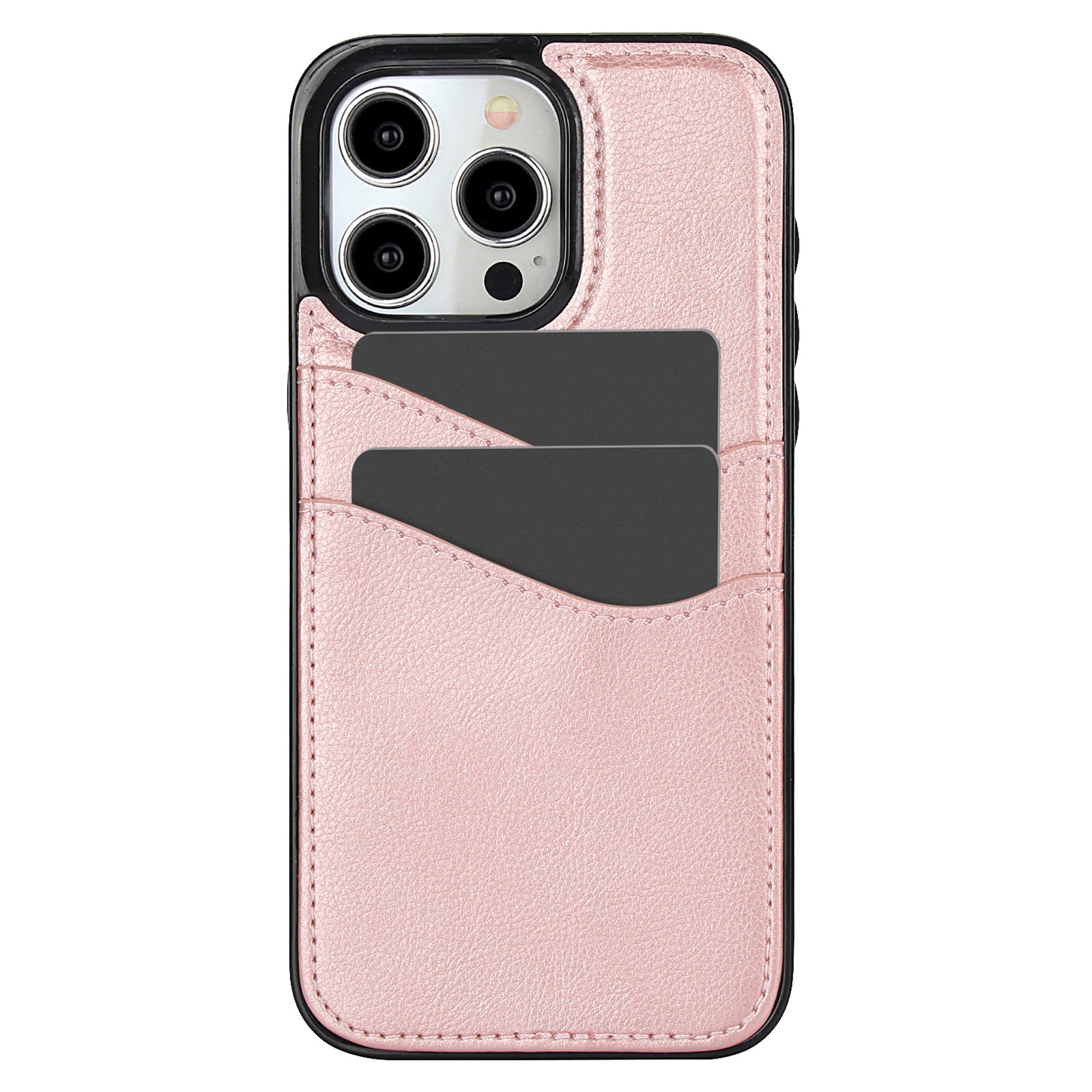 For iPhone 14 Pro Max Case Card Slot Anti-Drop PU+TPU Phone Protector