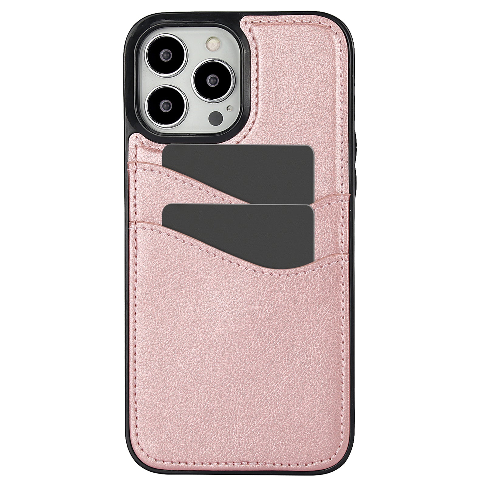 For iPhone 13 Pro Max Case Shockproof PU+TPU Phone Shell with Card Slot