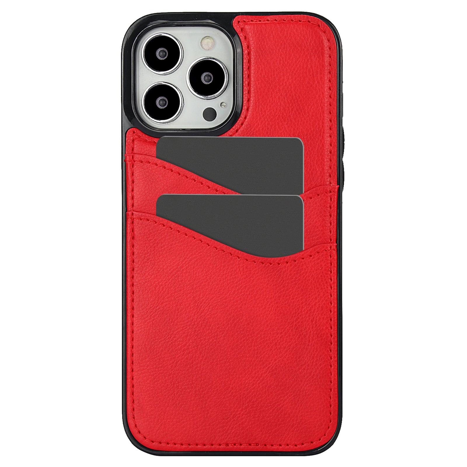 For iPhone 13 Pro Max Case Shockproof PU+TPU Phone Shell with Card Slot