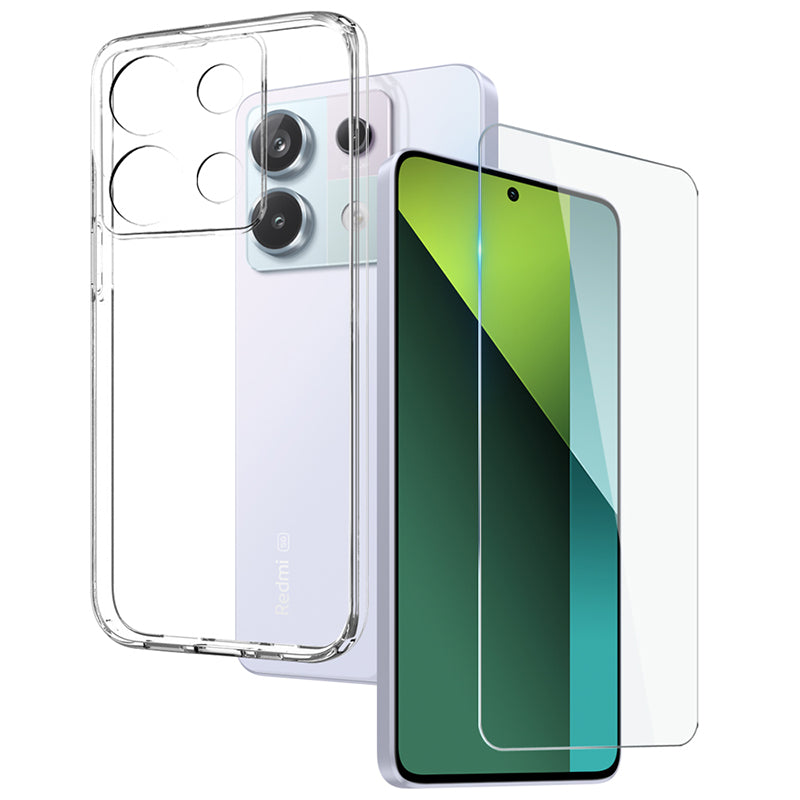 NORTHJO For Xiaomi Redmi Note 13 Pro 5G / Poco X6 5G Case Anti-fall TPU Protective Shell with Tempered Glass Film