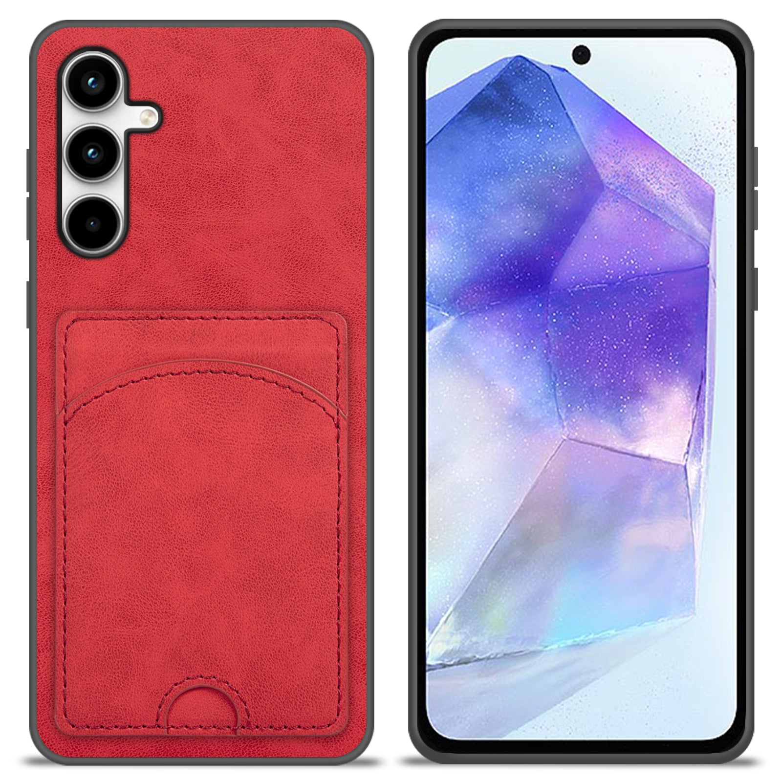 For Samsung Galaxy A55 5G Case Card Slot PU+PC+TPU Kickstand Phone Cover