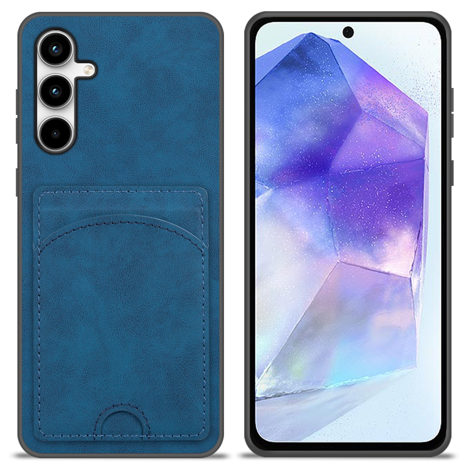 For Samsung Galaxy A55 5G Case Card Slot PU+PC+TPU Kickstand Phone Cover