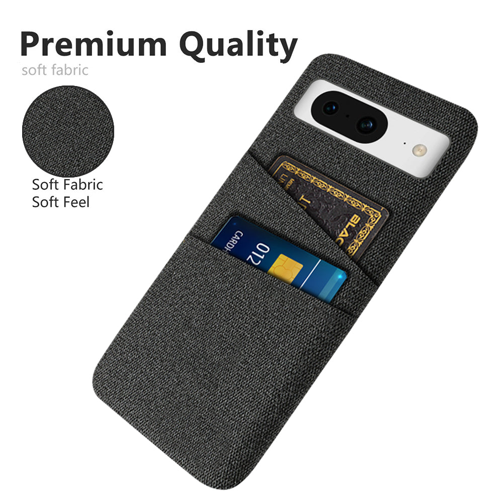For Google Pixel 8a Case Cloth Fabric+PC Shockproof Phone Cover with Dual Card Slots