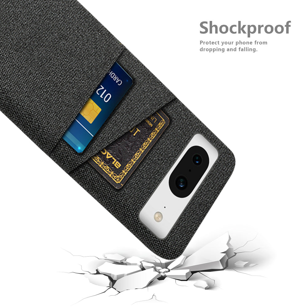 For Google Pixel 8a Case Cloth Fabric+PC Shockproof Phone Cover with Dual Card Slots